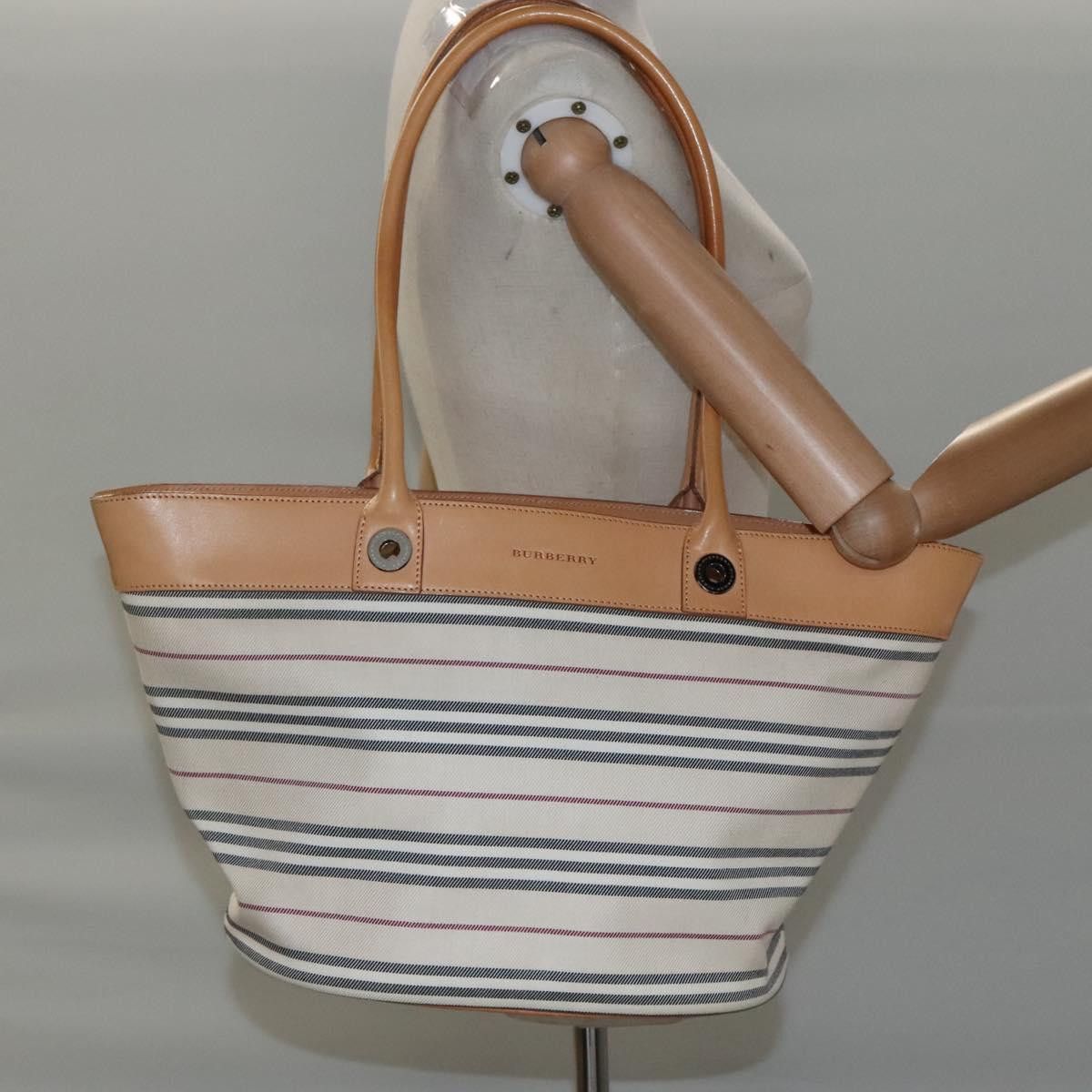 Burberry Nova Check White Canvas Tote Bag (Pre-Owned) Size ONE SIZE - 14 Thumbnail