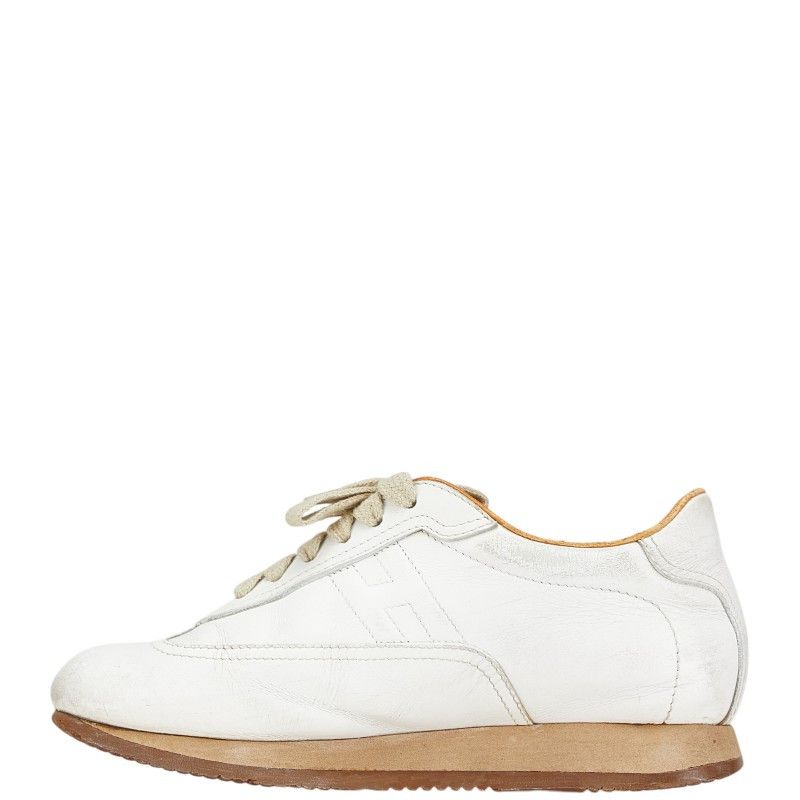 Hermes Hermes Hermes White Leather Quick Sneakers Leather Shoes Size ONE SIZE - 5 Thumbnail