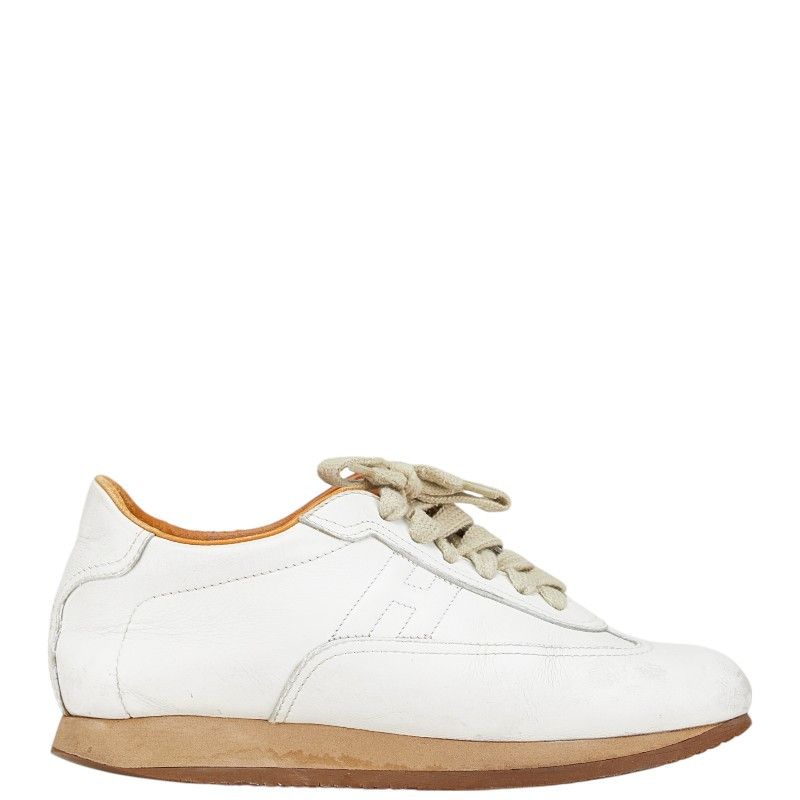 Hermes Hermes Hermes White Leather Quick Sneakers Leather Shoes Size ONE SIZE - 4 Thumbnail