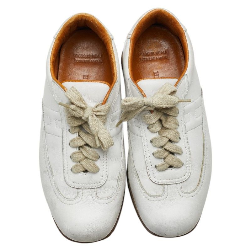 Hermes Hermes Hermes White Leather Quick Sneakers Leather Shoes Size ONE SIZE - 11 Thumbnail