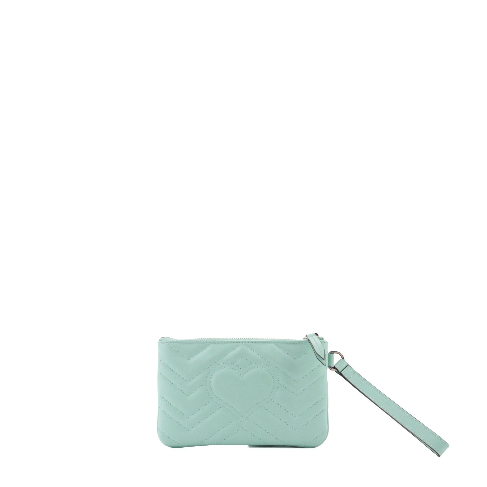 Gucci GUCCI - Gucci GG Marmont clutch in pastel blue chevron leather Size ONE SIZE - 3 Thumbnail
