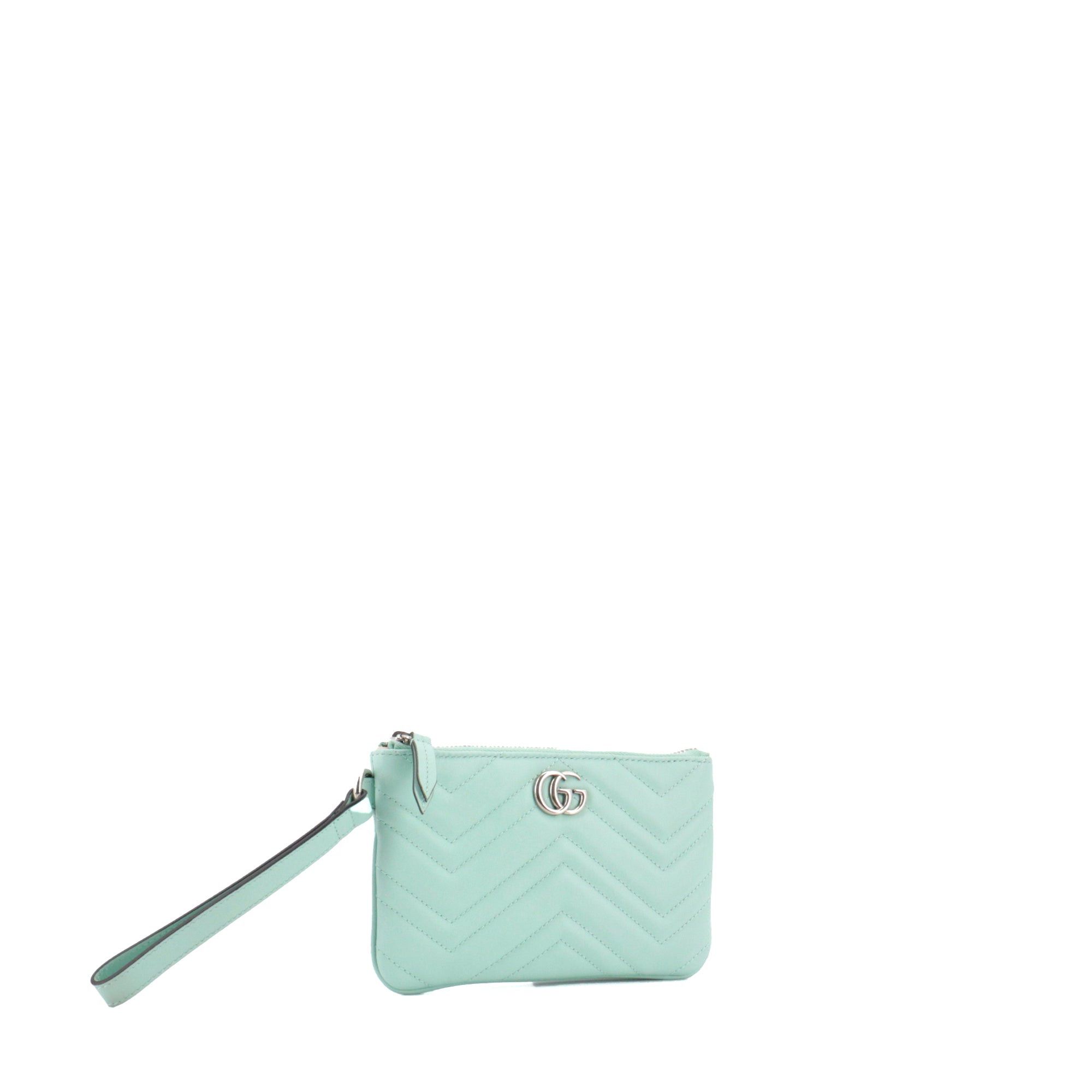 Gucci GUCCI - Gucci GG Marmont clutch in pastel blue chevron leather Size ONE SIZE - 2 Thumbnail