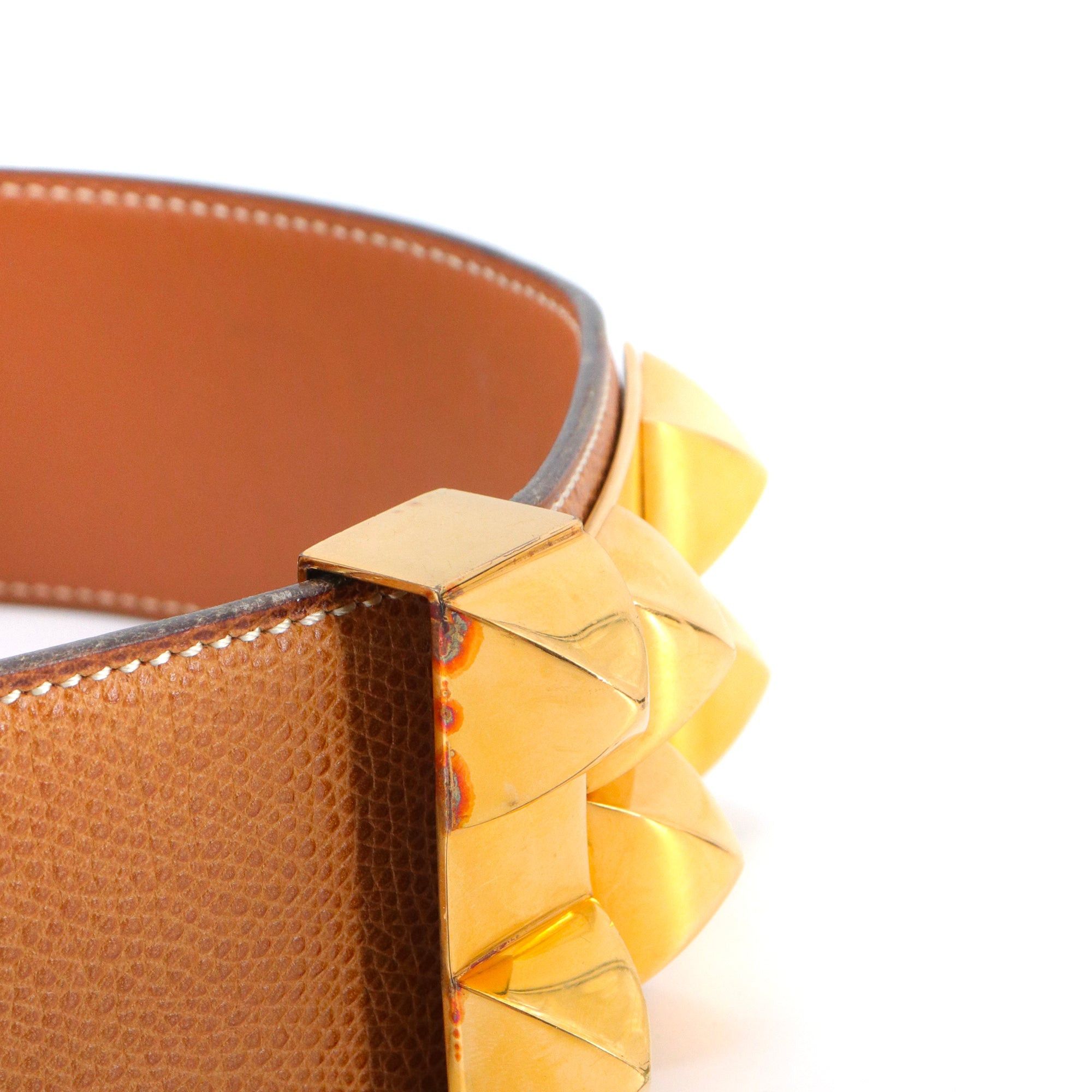 Hermes HERMÈS - Hermès Collier de Chien belt in gold epsom leather (T75) Size ONE SIZE - 3 Thumbnail
