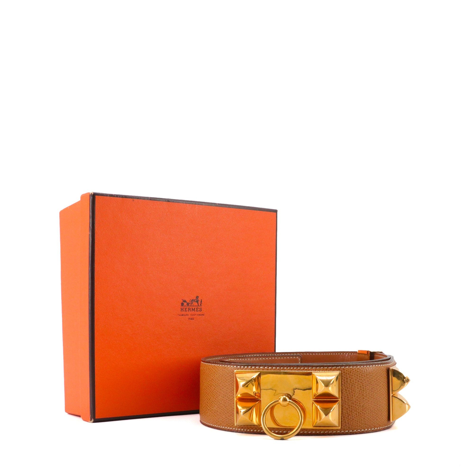 Hermes HERMÈS - Hermès Collier de Chien belt in gold epsom leather (T75) Size ONE SIZE - 9 Thumbnail