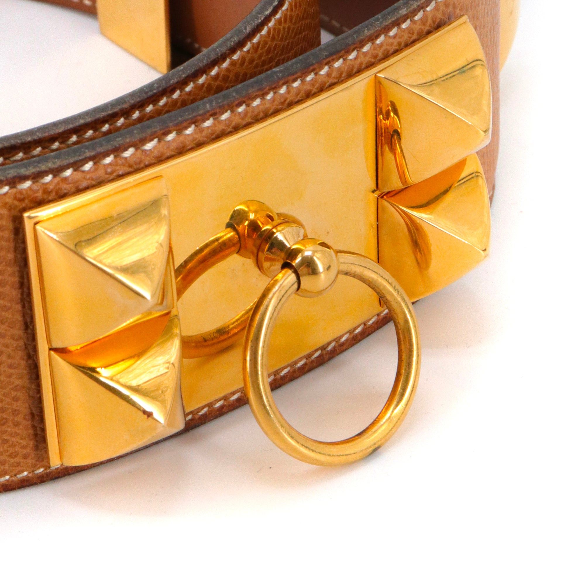 Hermes HERMÈS - Hermès Collier de Chien belt in gold epsom leather (T75) Size ONE SIZE - 4 Thumbnail