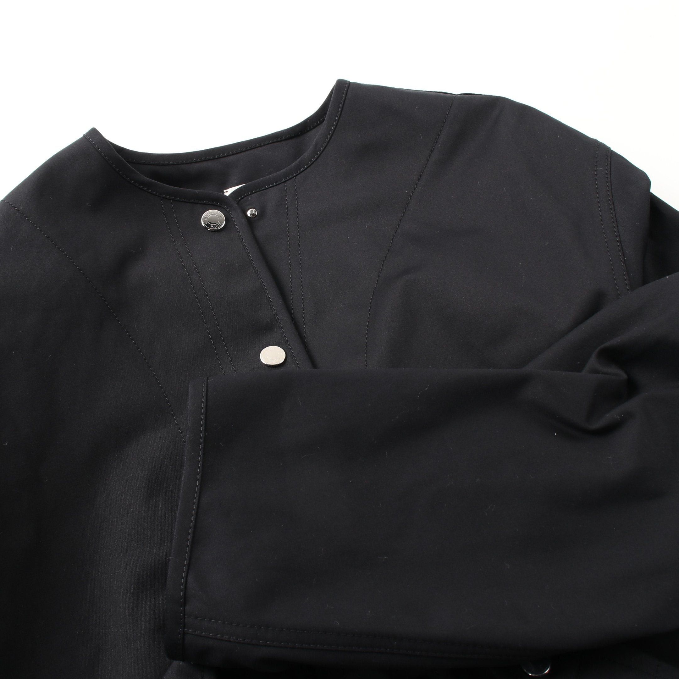 Hermes Hermes Serie Button No-Collar Jacket Cotton Black Quilting Size ONE SIZE - 9 Thumbnail