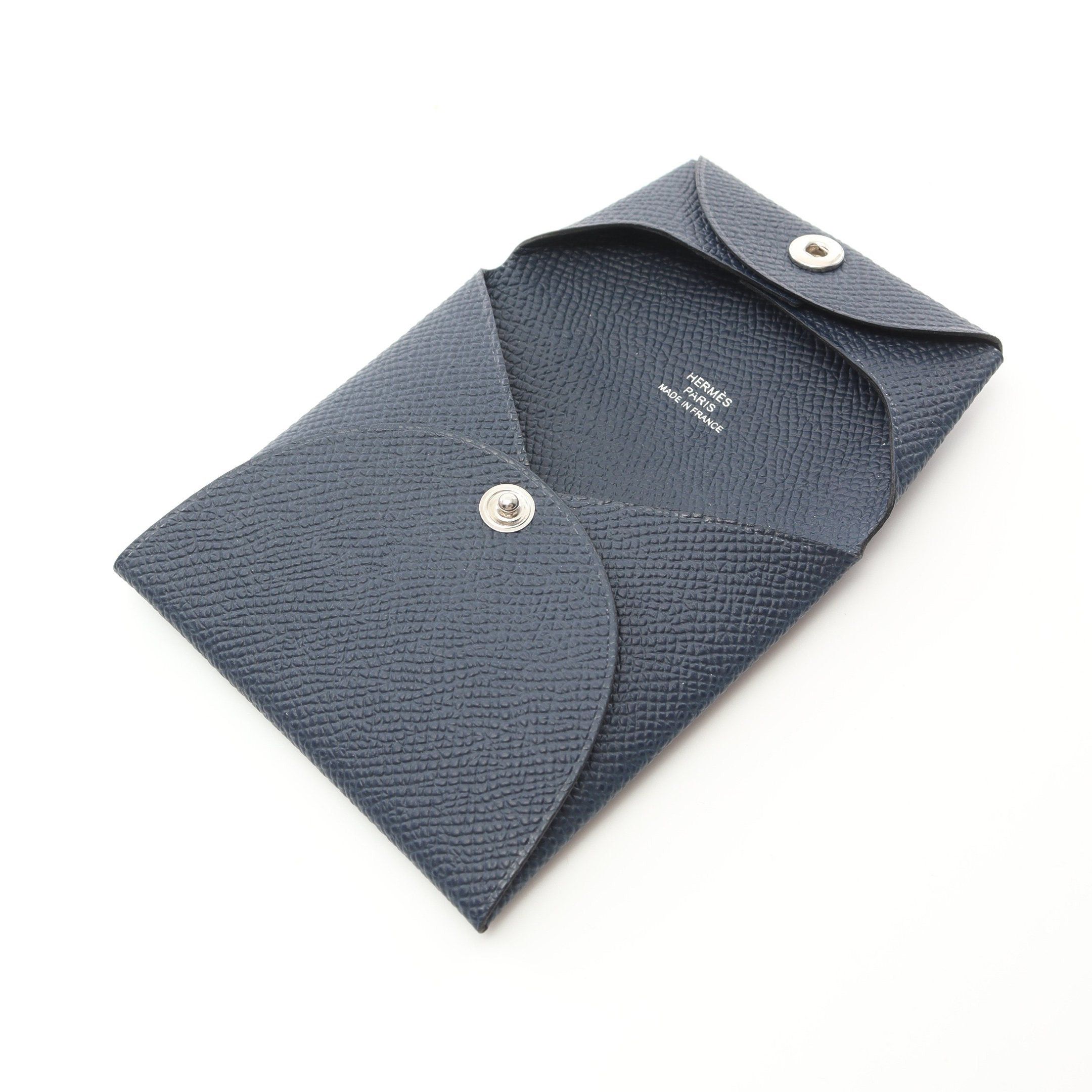 Hermes Hermes Bastia Blue Navy Coin Purse Veau Epsom Silver Hardware Double Engraved Size ONE SIZE - 6 Thumbnail
