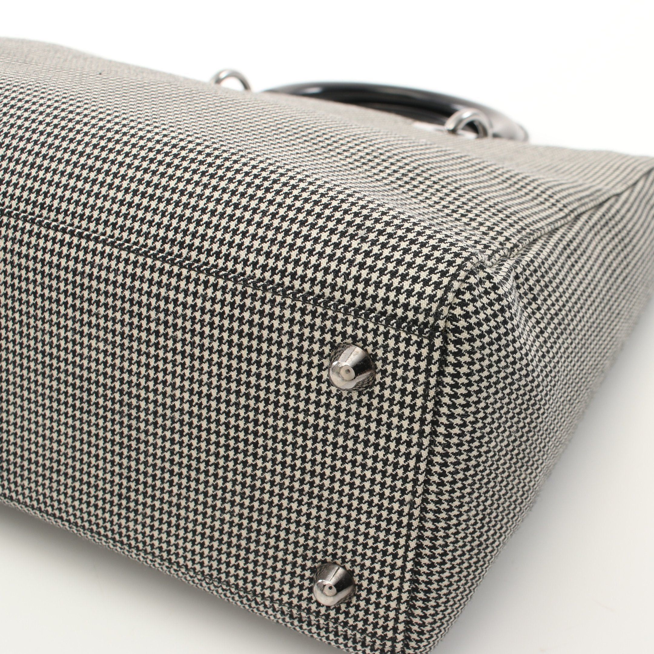 Dior Dior Lady Dior Large Handbag Canvas Patent Leather Black White Houndstooth Size ONE SIZE - 8 Thumbnail