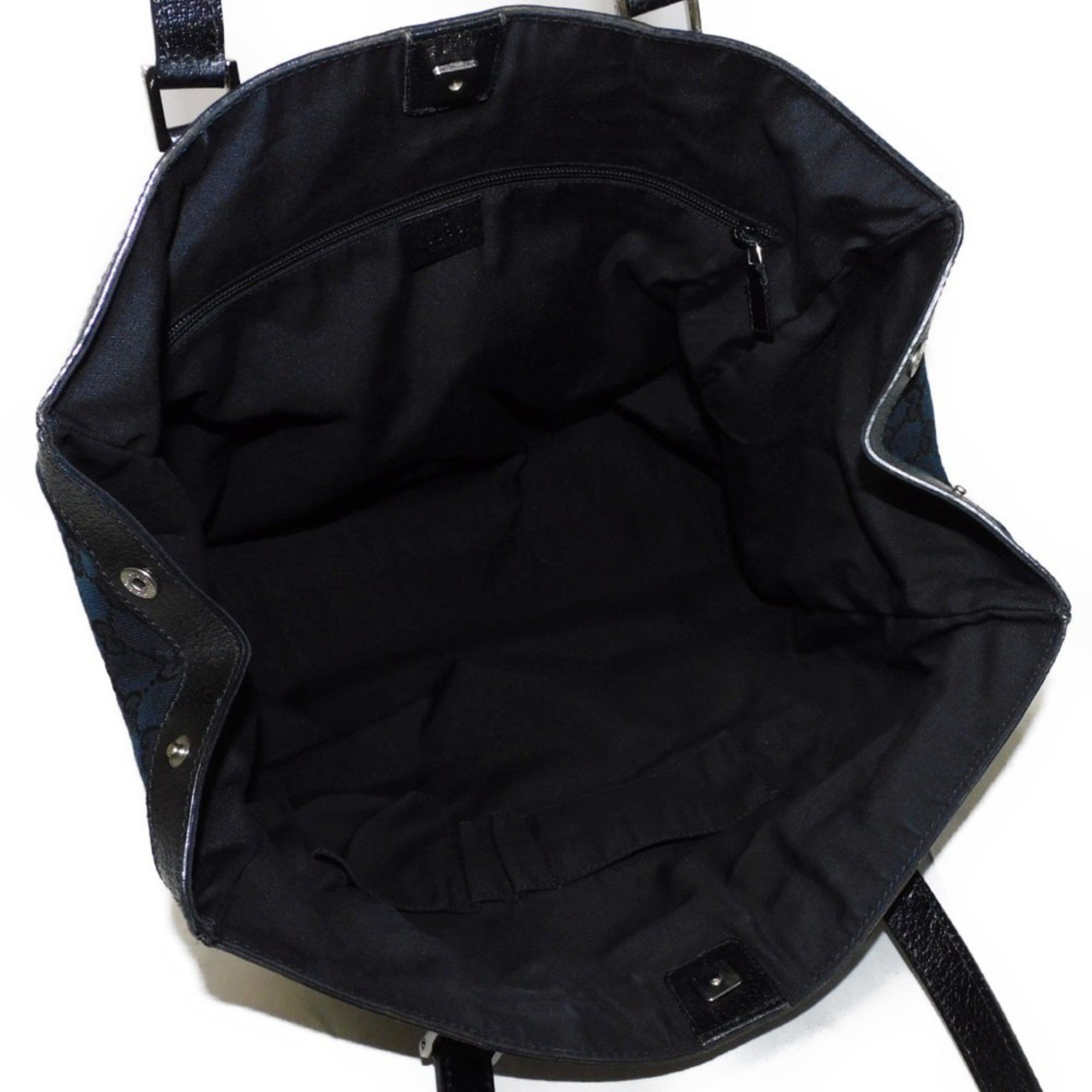 Gucci GUCCI Tote Bag GG Canvas Calf Embossed Leather Patch Black 152601 Men's Size ONE SIZE - 5 Thumbnail