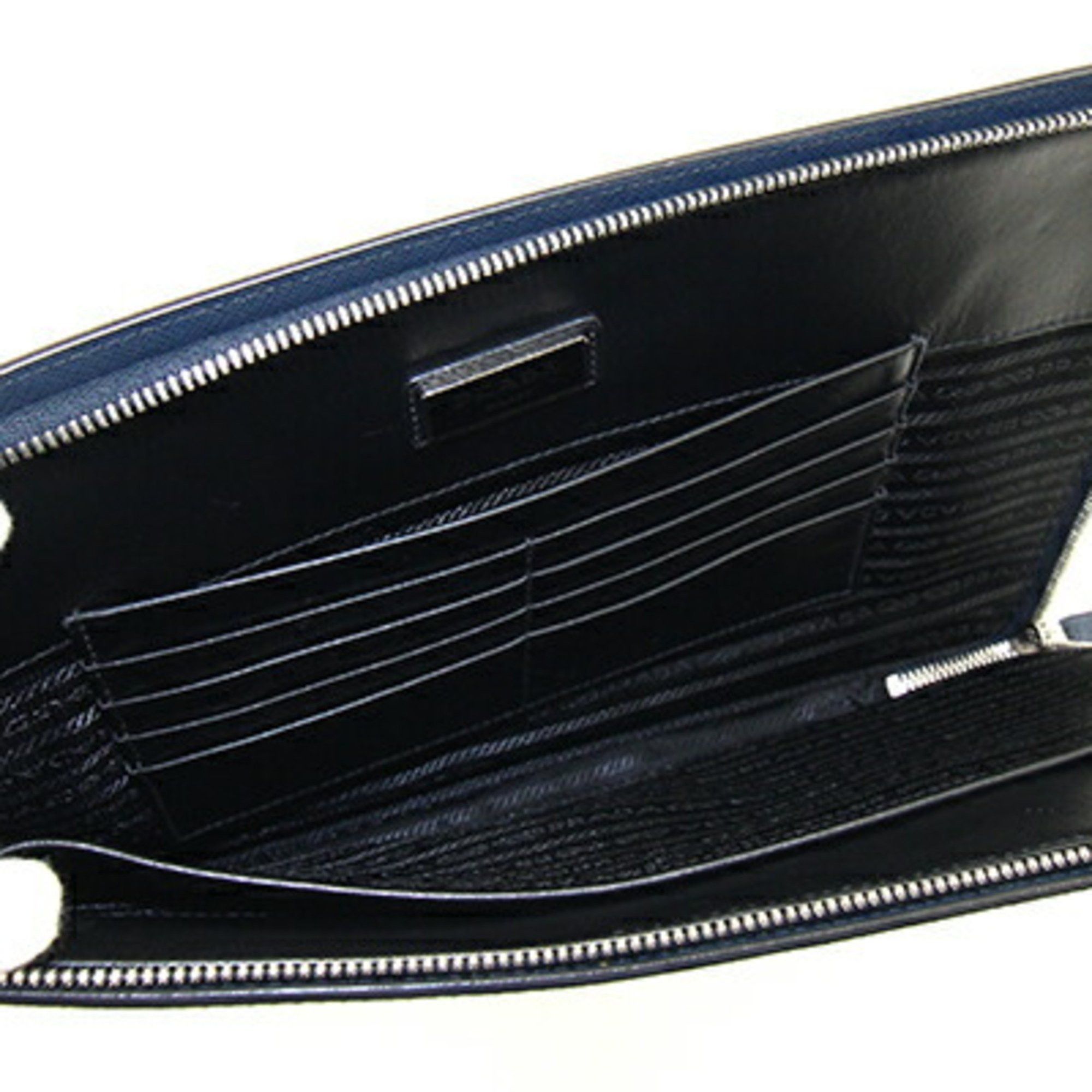 Prada Prada Clutch Bag AV5841 Navy Leather Second Document Case L-Shaped Men's PRADA Size ONE SIZE - 3 Thumbnail