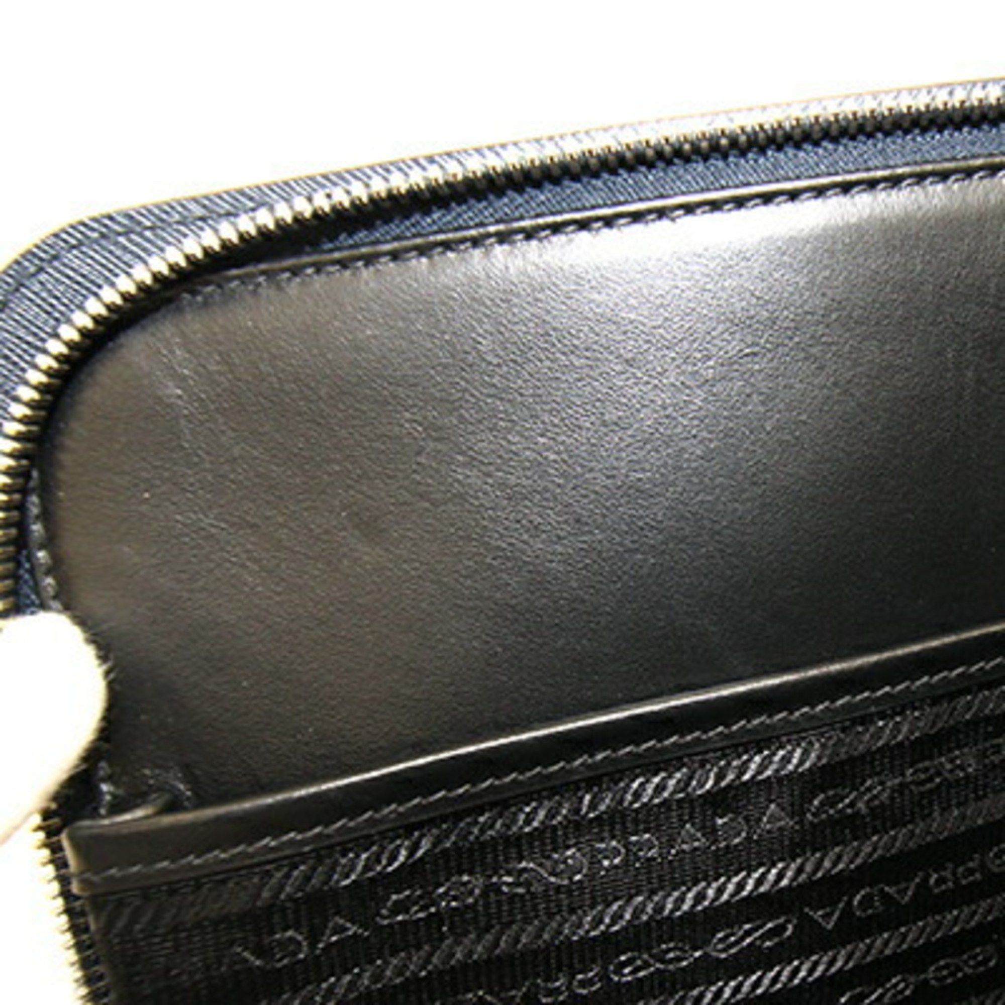 Prada Prada Clutch Bag AV5841 Navy Leather Second Document Case L-Shaped Men's PRADA Size ONE SIZE - 4 Thumbnail