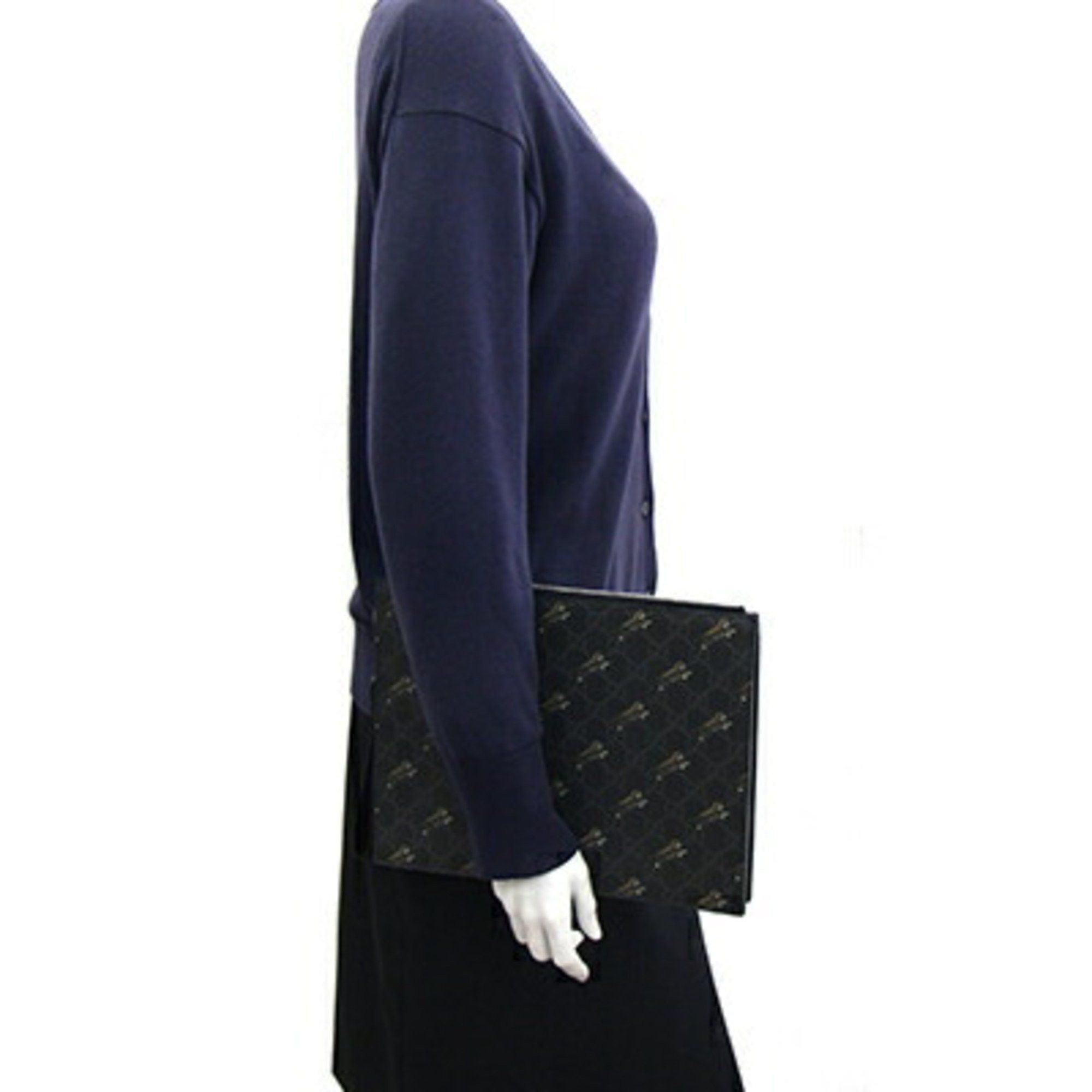 Gucci Clutch Bag GG Supreme Tiger Print 575136 Black PVC Leather Second Men's GUCCI