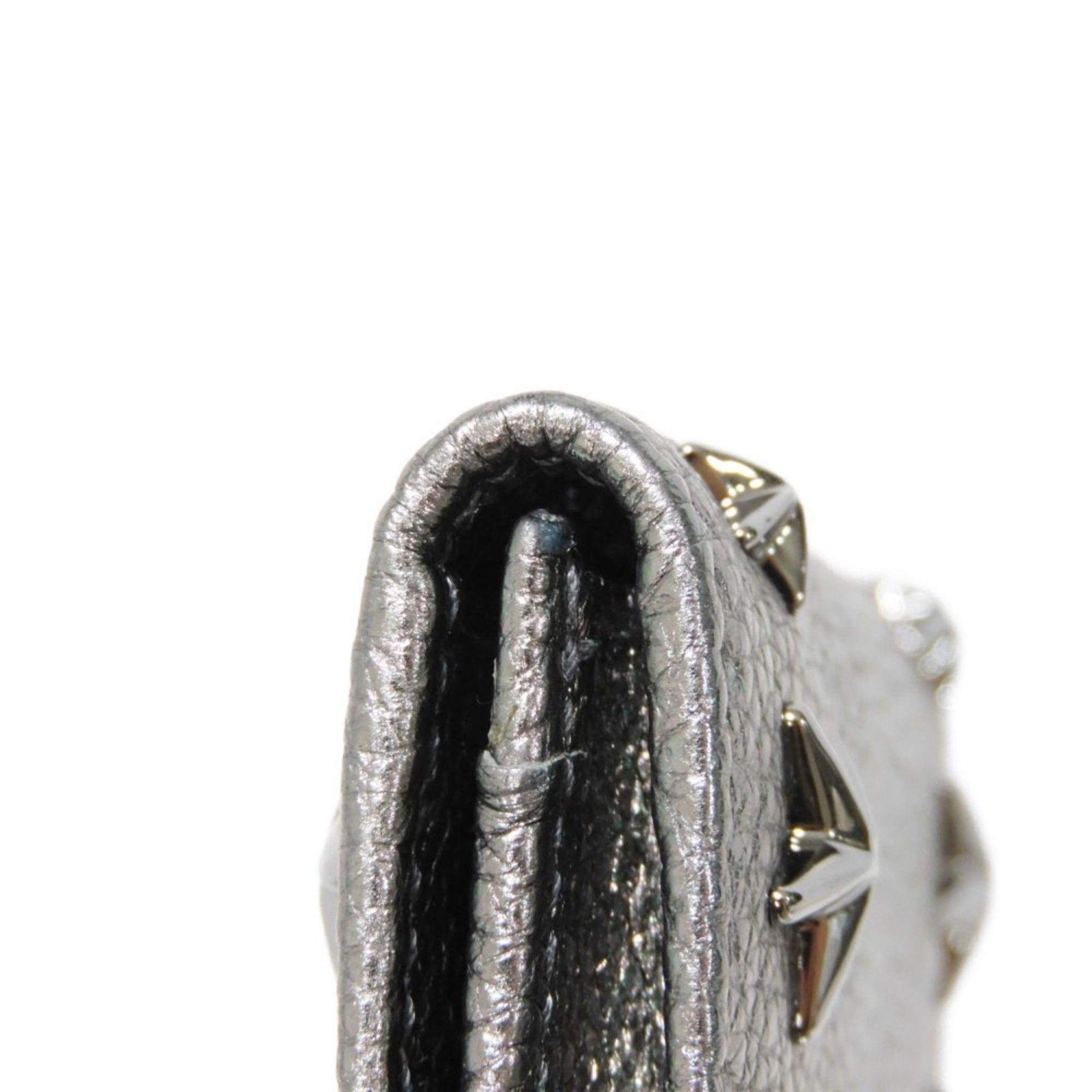Jimmy Choo JIMMY CHOO Card Case Nello Embossed Metallic Grainy Calfskin Silver Star Studs Gunmetal NELLO UUR Men's Women's Size ONE SIZE - 10 Thumbnail