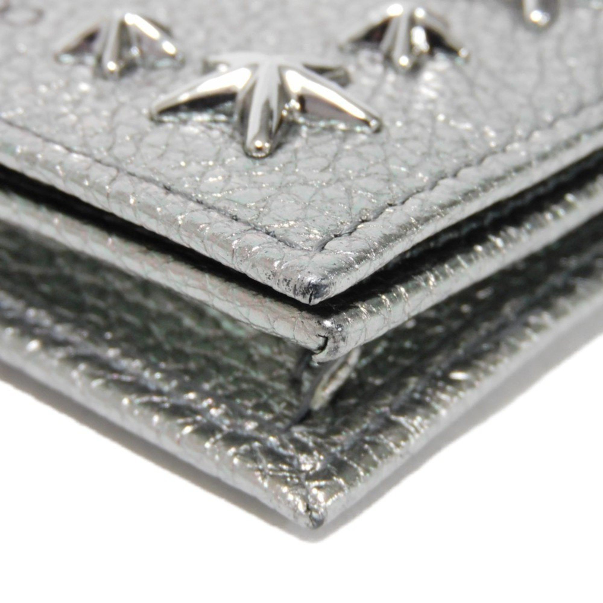 Jimmy Choo JIMMY CHOO Card Case Nello Embossed Metallic Grainy Calfskin Silver Star Studs Gunmetal NELLO UUR Men's Women's Size ONE SIZE - 13 Thumbnail