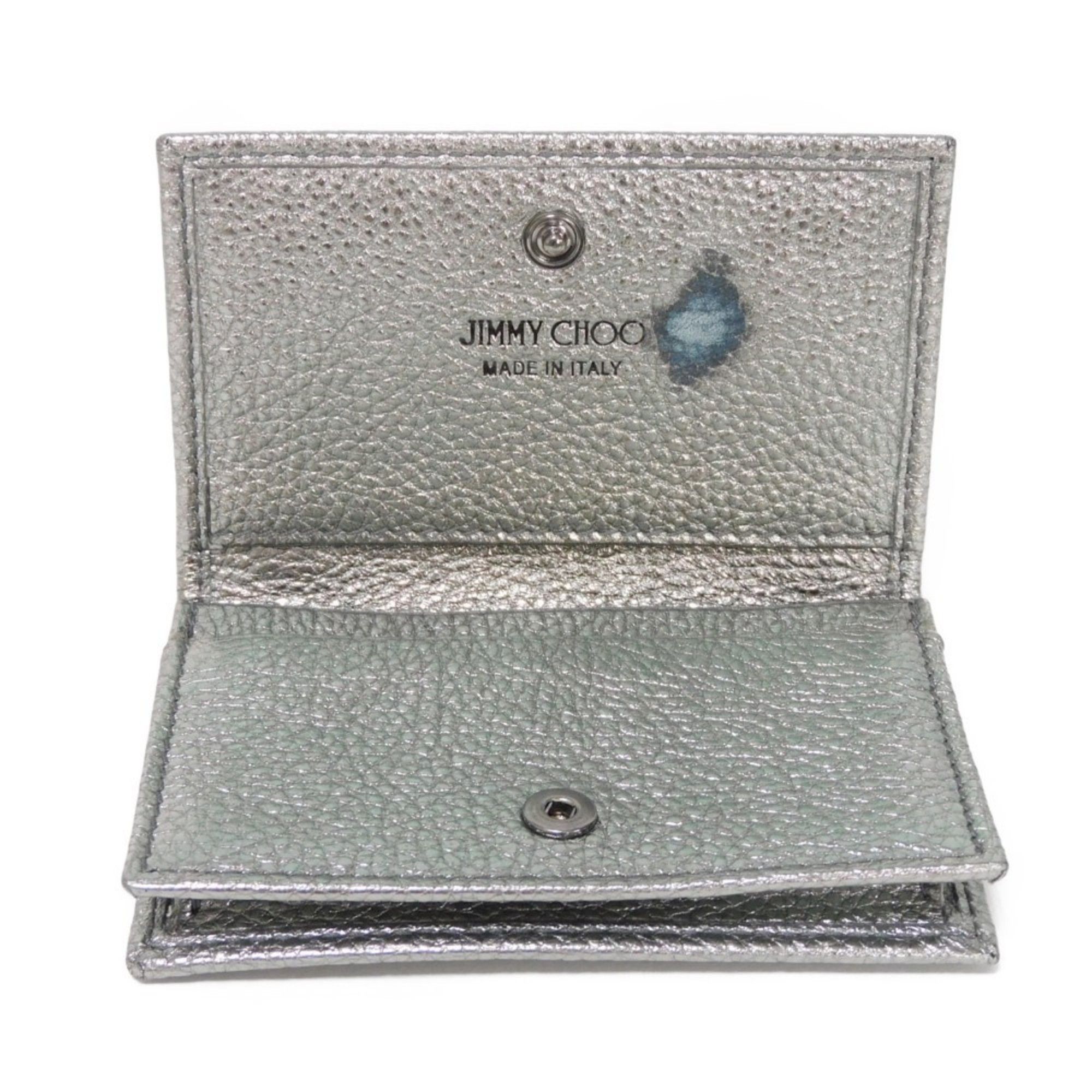 Jimmy Choo JIMMY CHOO Card Case Nello Embossed Metallic Grainy Calfskin Silver Star Studs Gunmetal NELLO UUR Men's Women's Size ONE SIZE - 5 Thumbnail