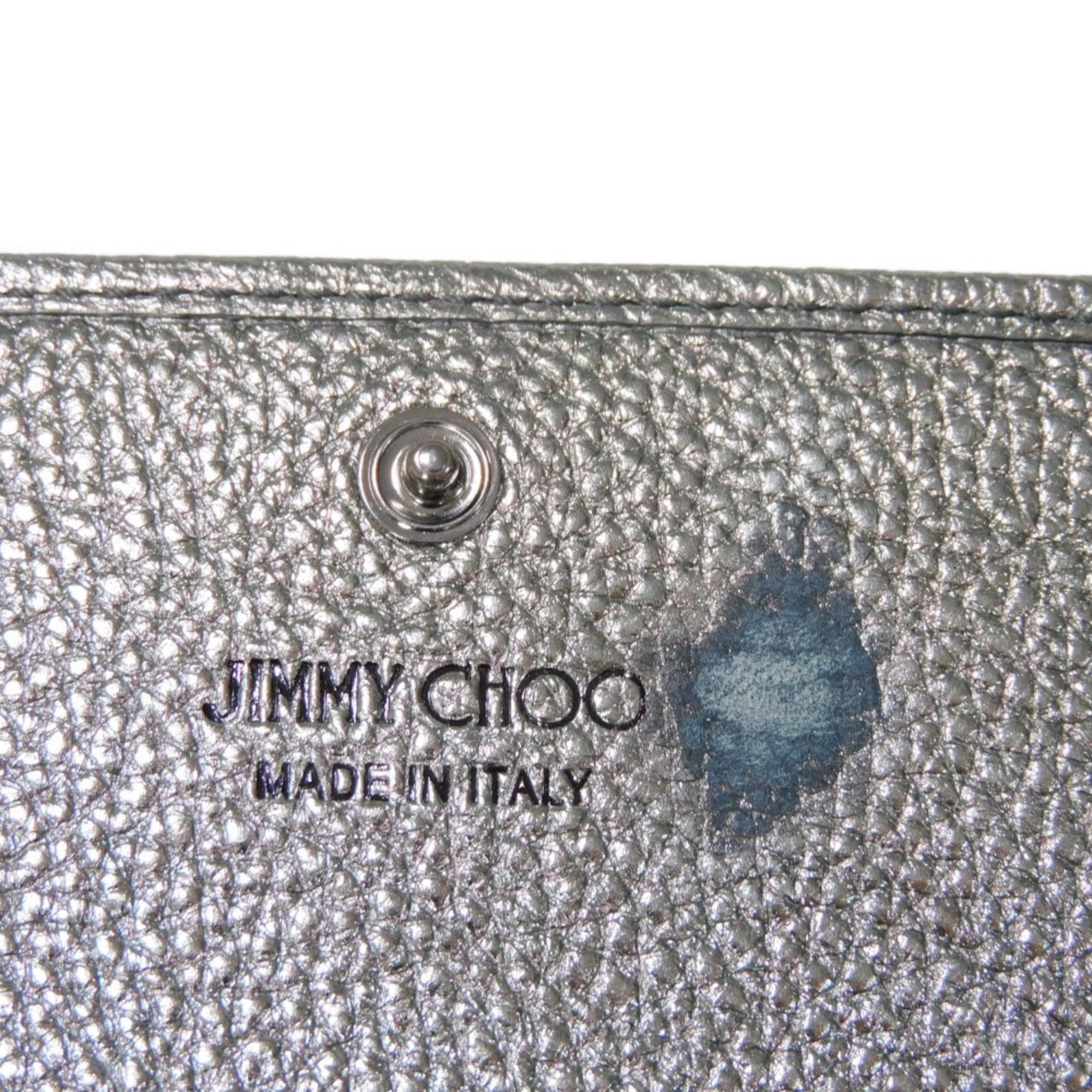 Jimmy Choo JIMMY CHOO Card Case Nello Embossed Metallic Grainy Calfskin Silver Star Studs Gunmetal NELLO UUR Men's Women's Size ONE SIZE - 6 Thumbnail