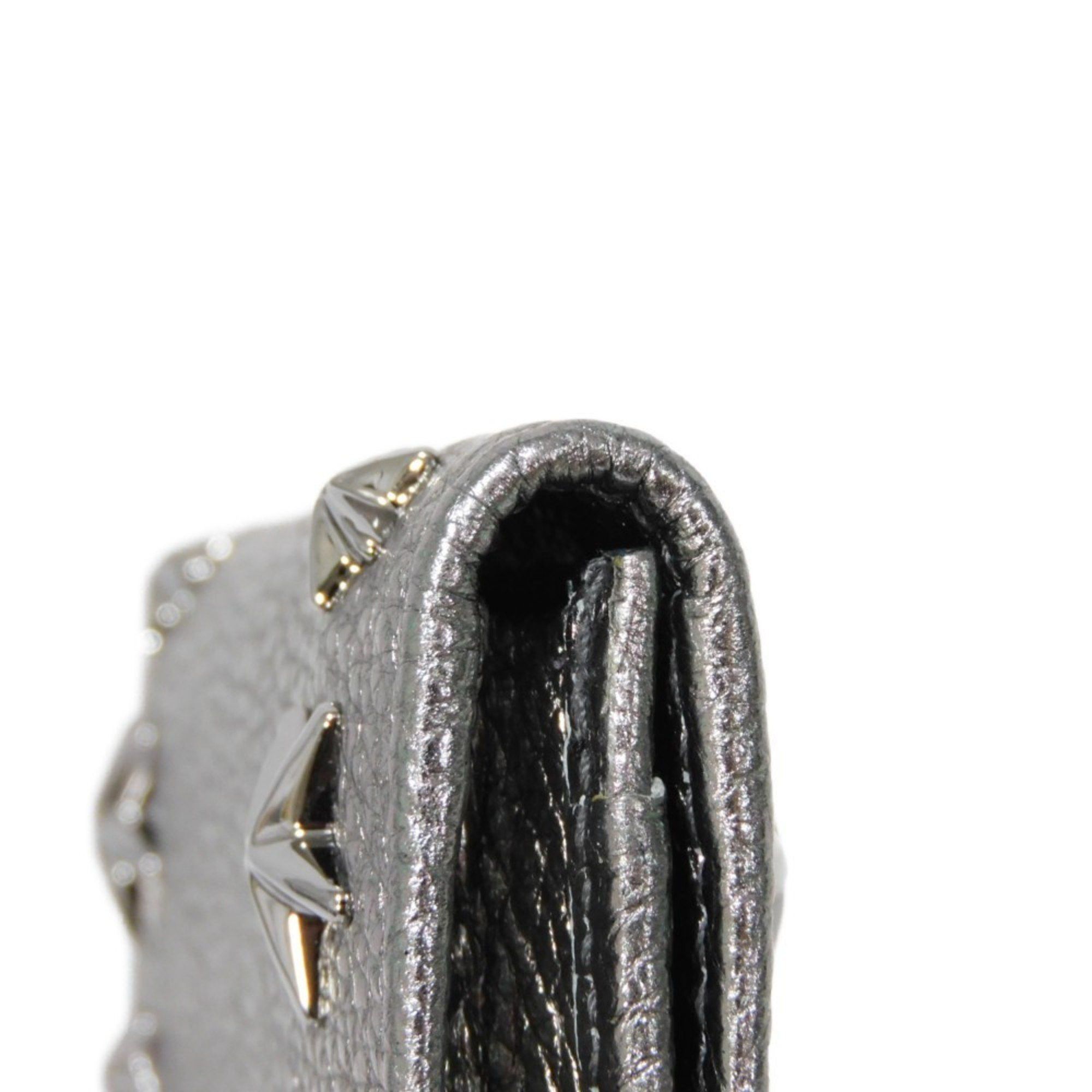 Jimmy Choo JIMMY CHOO Card Case Nello Embossed Metallic Grainy Calfskin Silver Star Studs Gunmetal NELLO UUR Men's Women's Size ONE SIZE - 11 Thumbnail