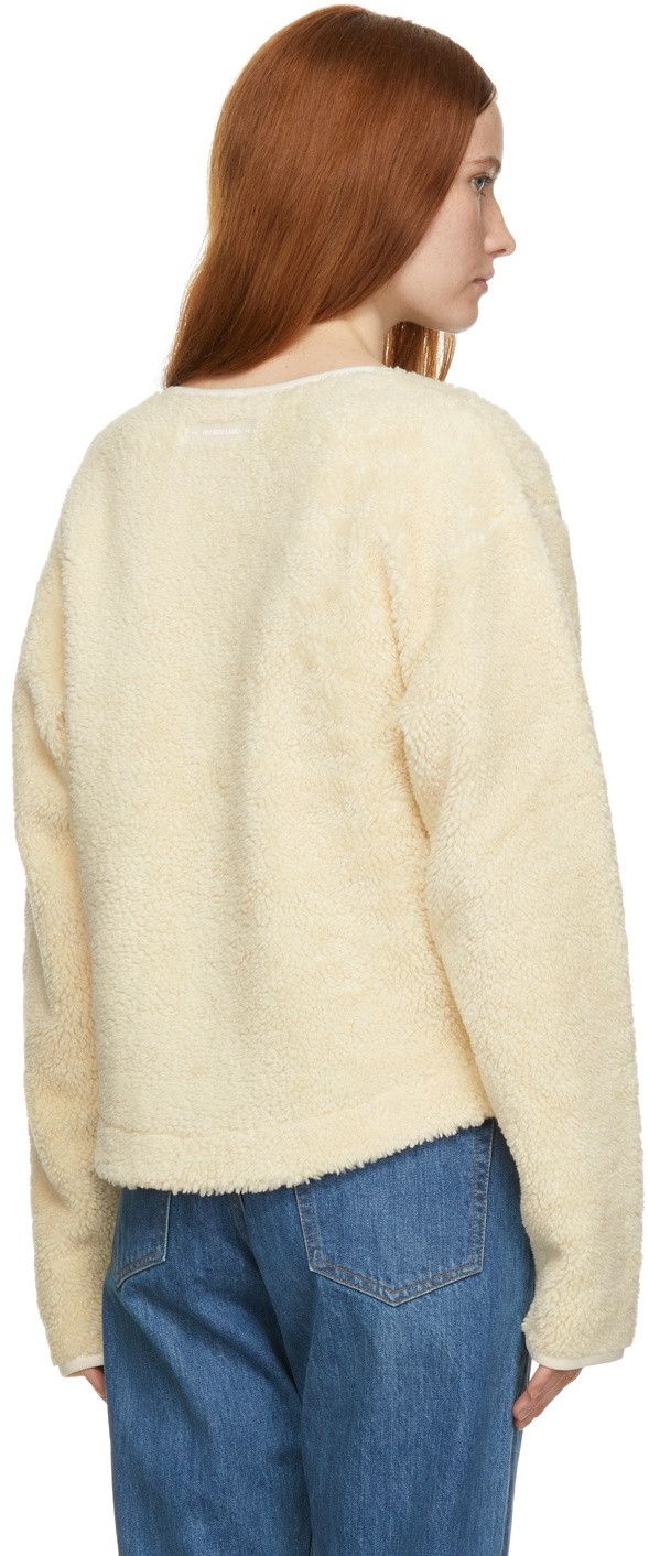 Helmut Lang Off-White Fleece V-Neck Sweater Size S / US 4 / IT 40 - 3 Thumbnail