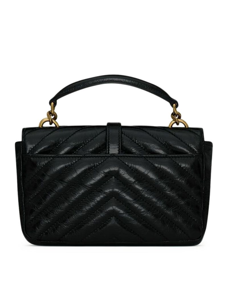 Saint Laurent Paris COLLEGE MINI CHAIN BAG IN SHINY CRAQUELÉ LEATHER Size ONE SIZE - 3 Thumbnail