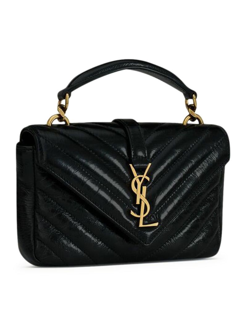 Saint Laurent Paris COLLEGE MINI CHAIN BAG IN SHINY CRAQUELÉ LEATHER Size ONE SIZE - 2 Thumbnail