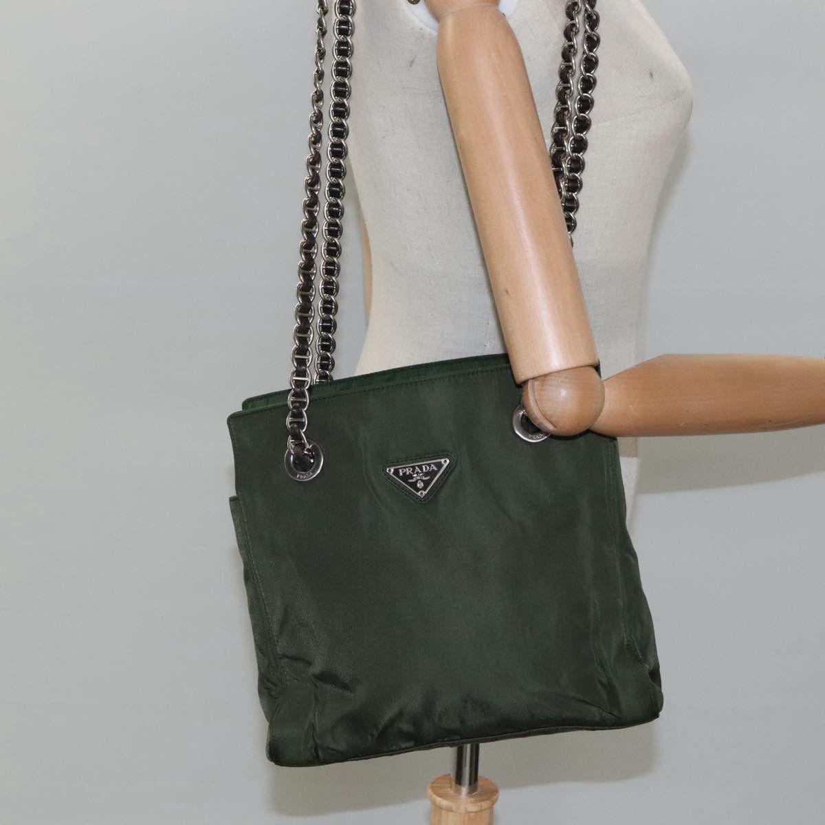 Prada Tessuto Khaki Synthetic Shoulder Bag (Pre-Owned) Size ONE SIZE - 12 Thumbnail