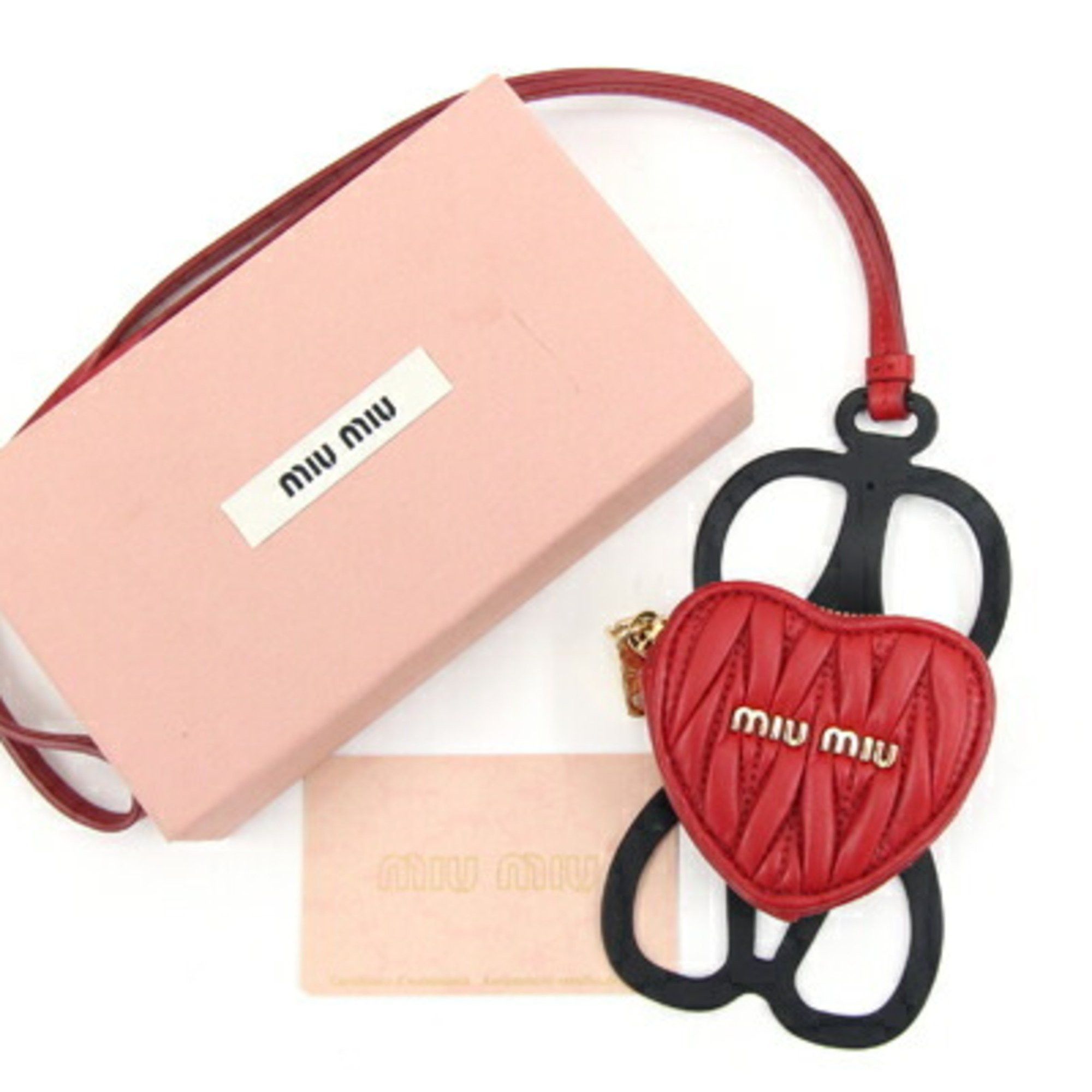 Miu Miu Miu Miu Miu Smartphone Case Matelasse 5ZT021 Red Leather Cover Neck Strap Heart Mini Pouch Women's MIU Size ONE SIZE - 5 Thumbnail