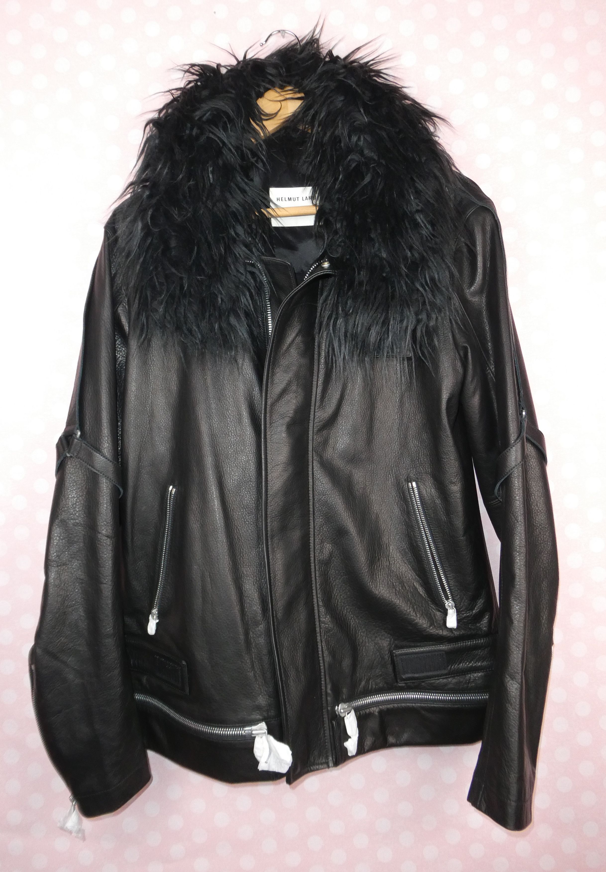 Helmut Lang Helmut Lang BNDG Strap Leather Biker Jacket with