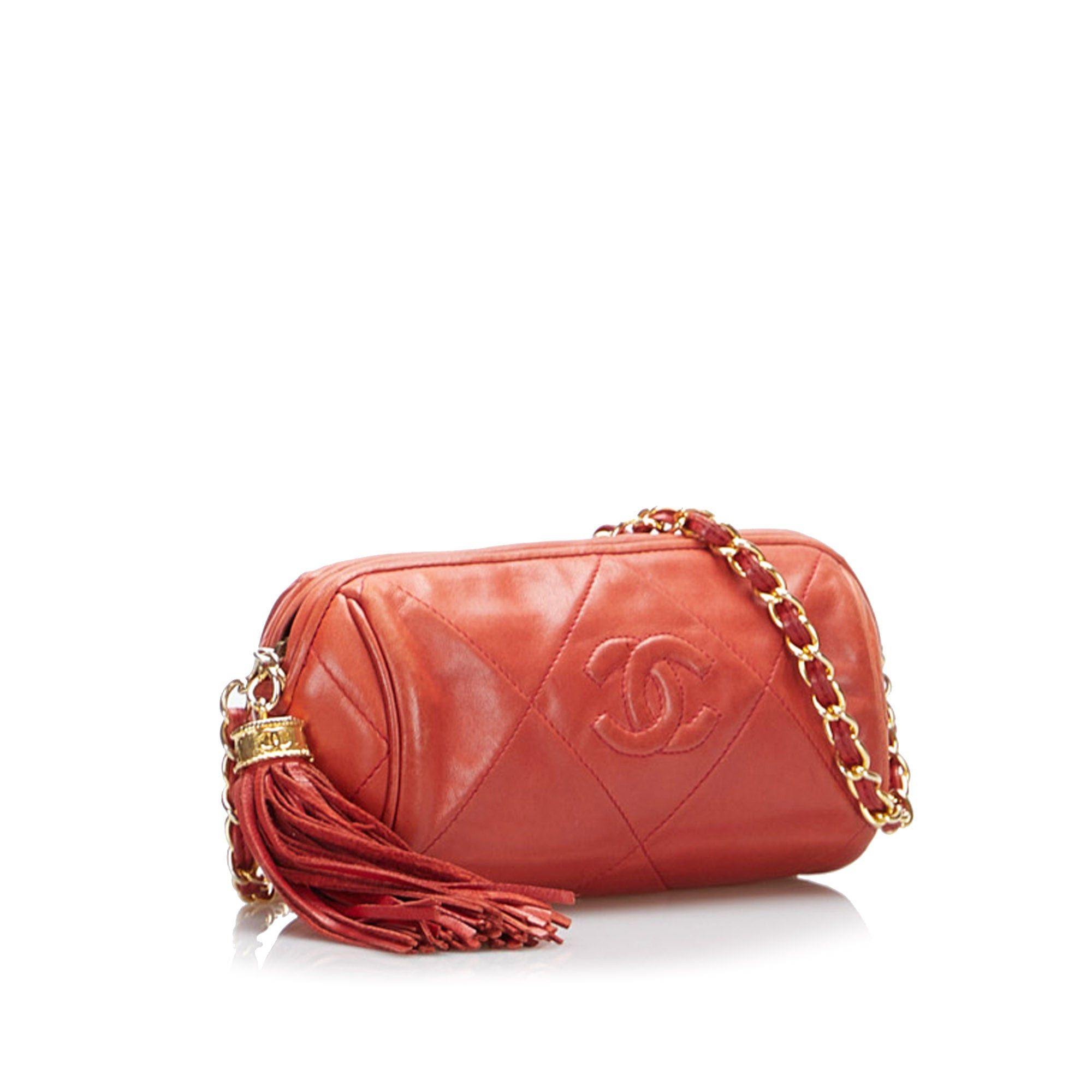 Chanel Round red quilted shoulder bag with fringes and pompoms Size ONE SIZE - 3 Thumbnail