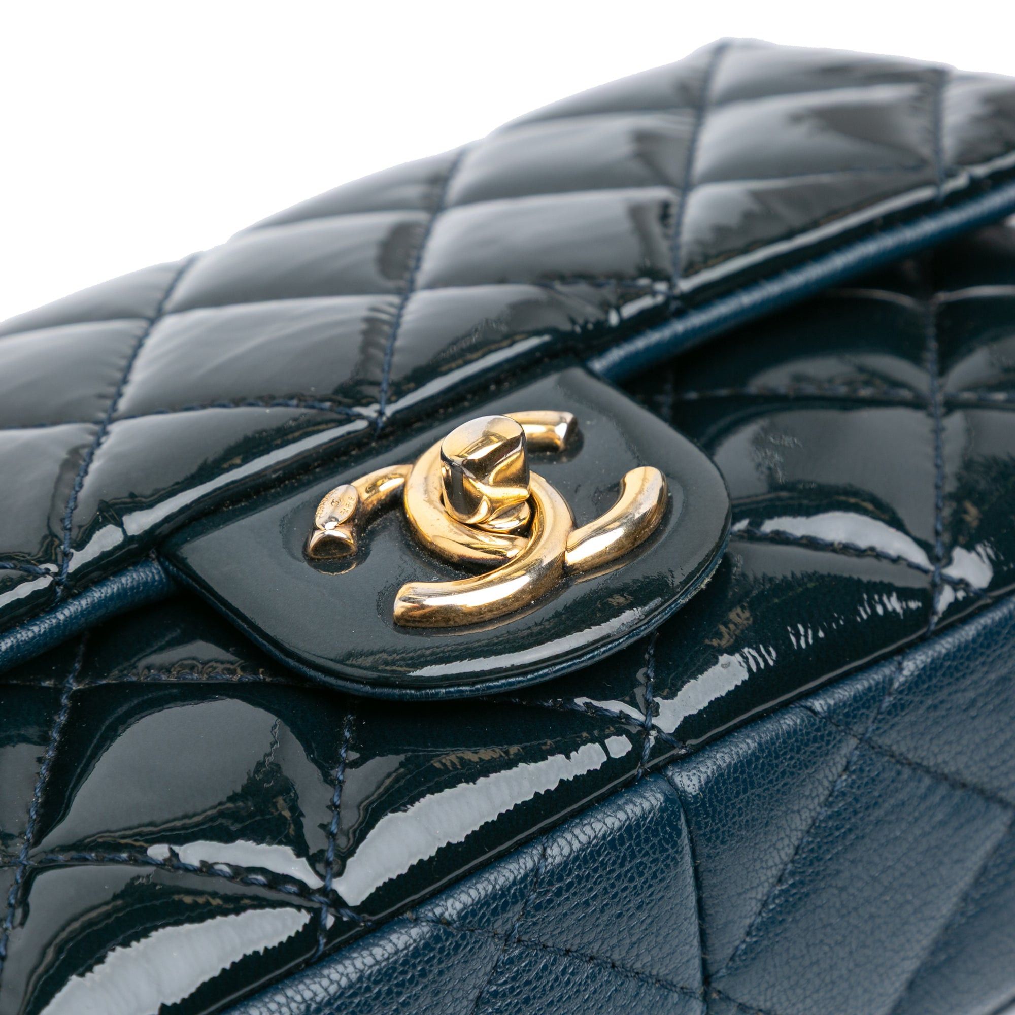 Chanel Chanel Paris-Salzburg Small Patent and Goatskin CC Eyelet Flap Blue Size ONE SIZE - 10 Thumbnail