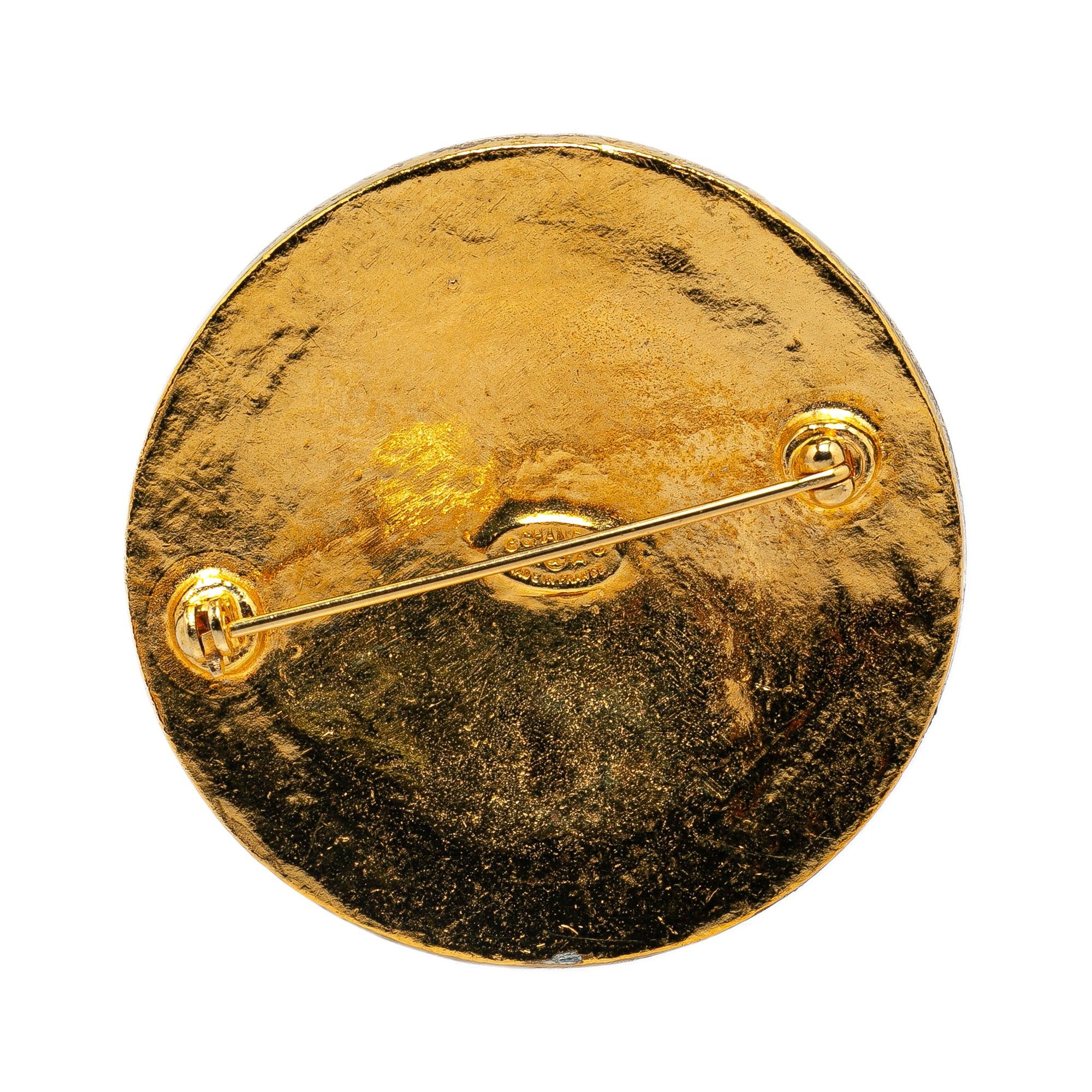 Chanel Chanel CC Round Brooch Gold Size ONE SIZE - 2 Thumbnail