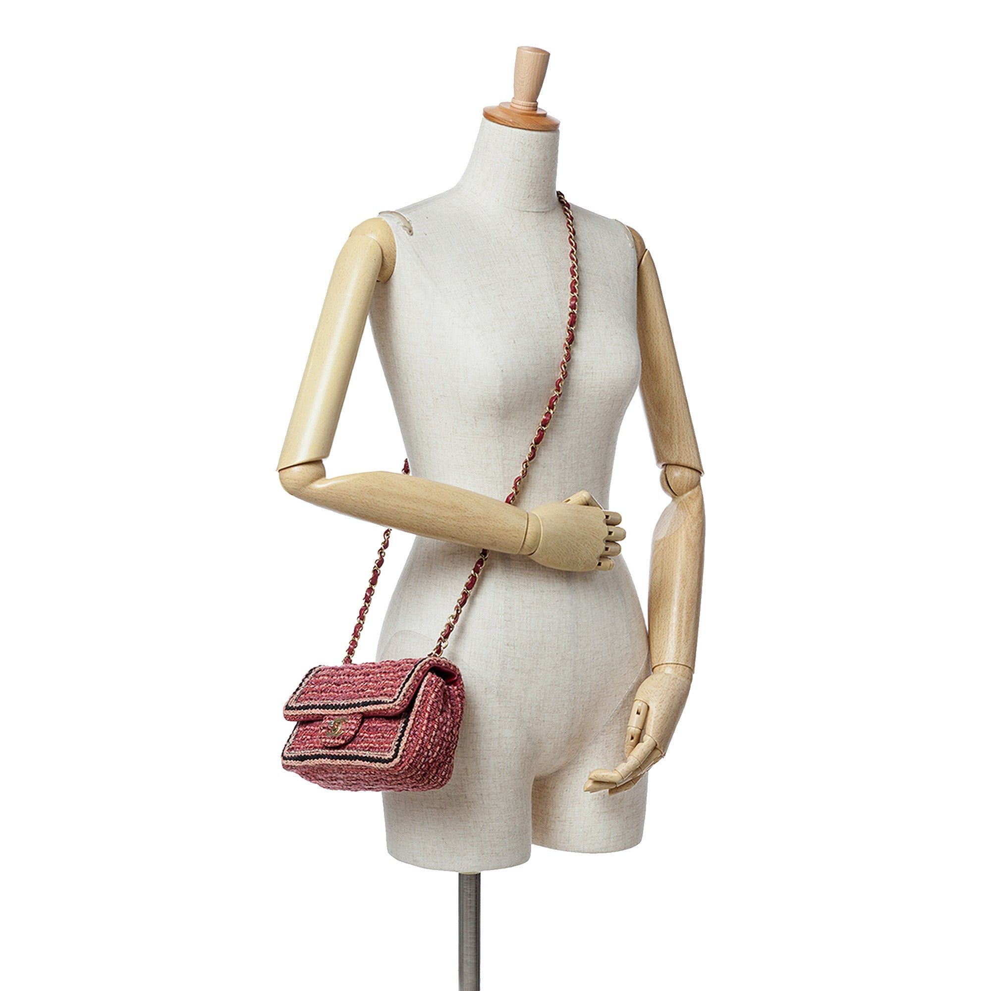 Chanel Chanel Mini Braided Classic Tweed Single Flap Bag Red Size ONE SIZE - 9 Thumbnail