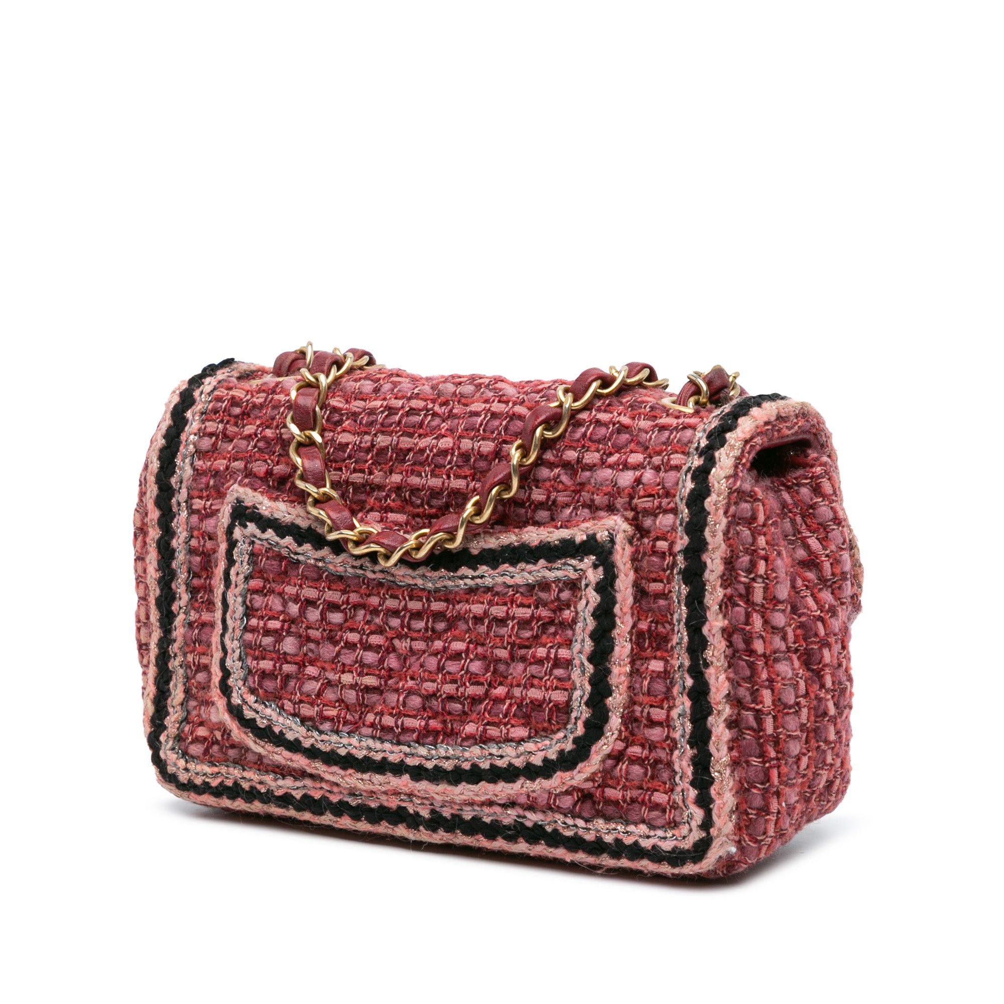 Chanel Chanel Mini Braided Classic Tweed Single Flap Bag Red Size ONE SIZE - 2 Thumbnail
