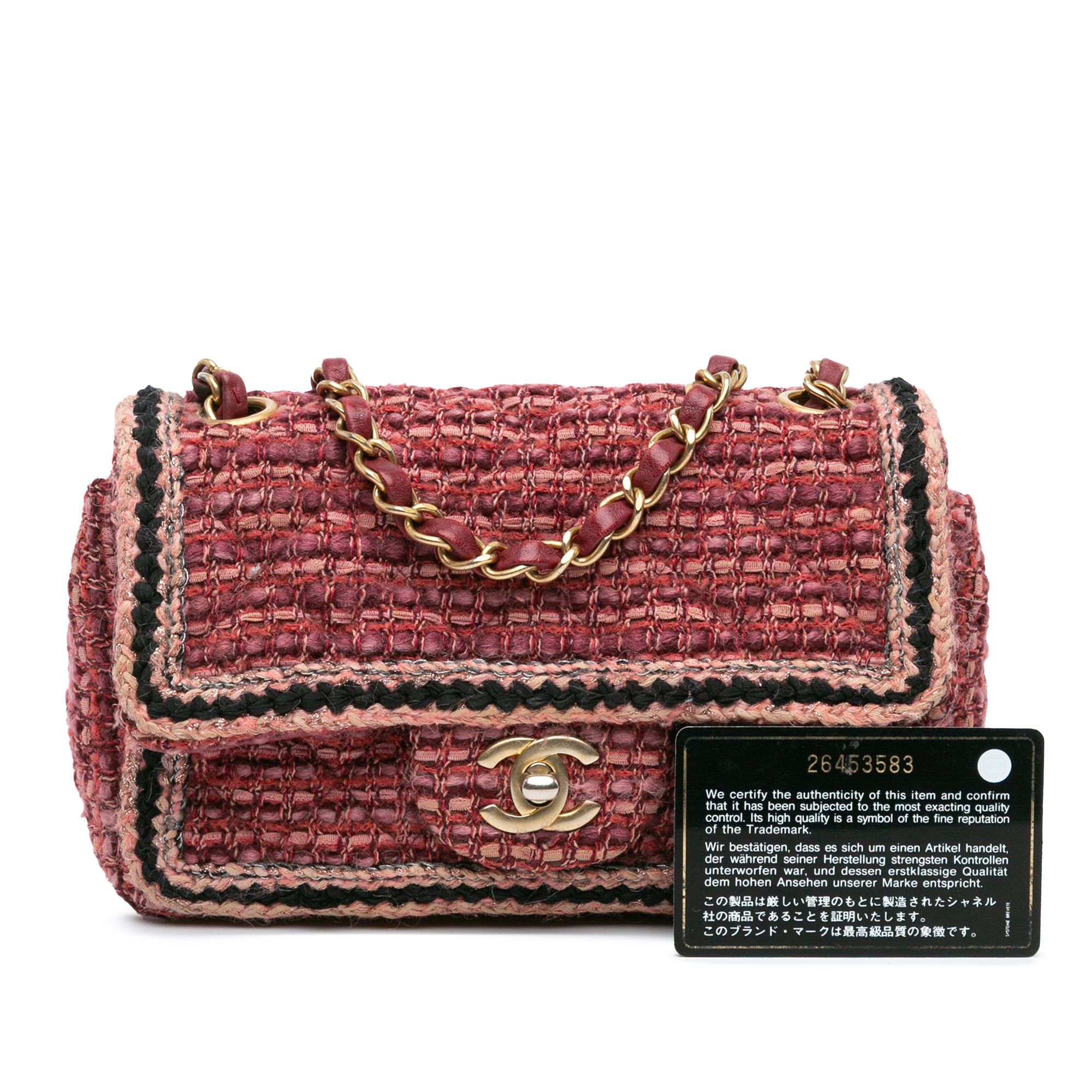Chanel Chanel Mini Braided Classic Tweed Single Flap Bag Red Size ONE SIZE - 10 Thumbnail