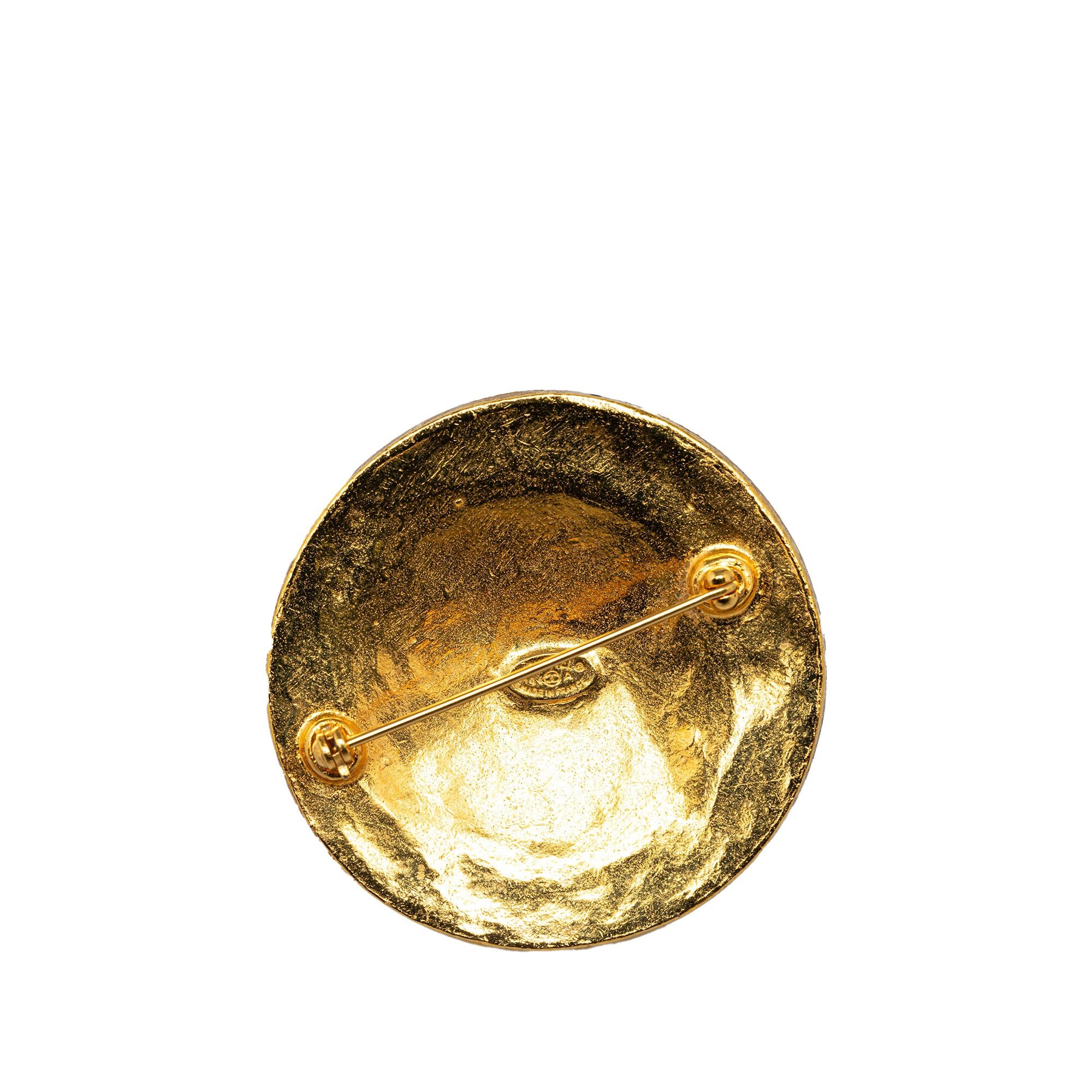 Chanel Chanel CC Round Brooch Gold Size ONE SIZE - 2 Thumbnail