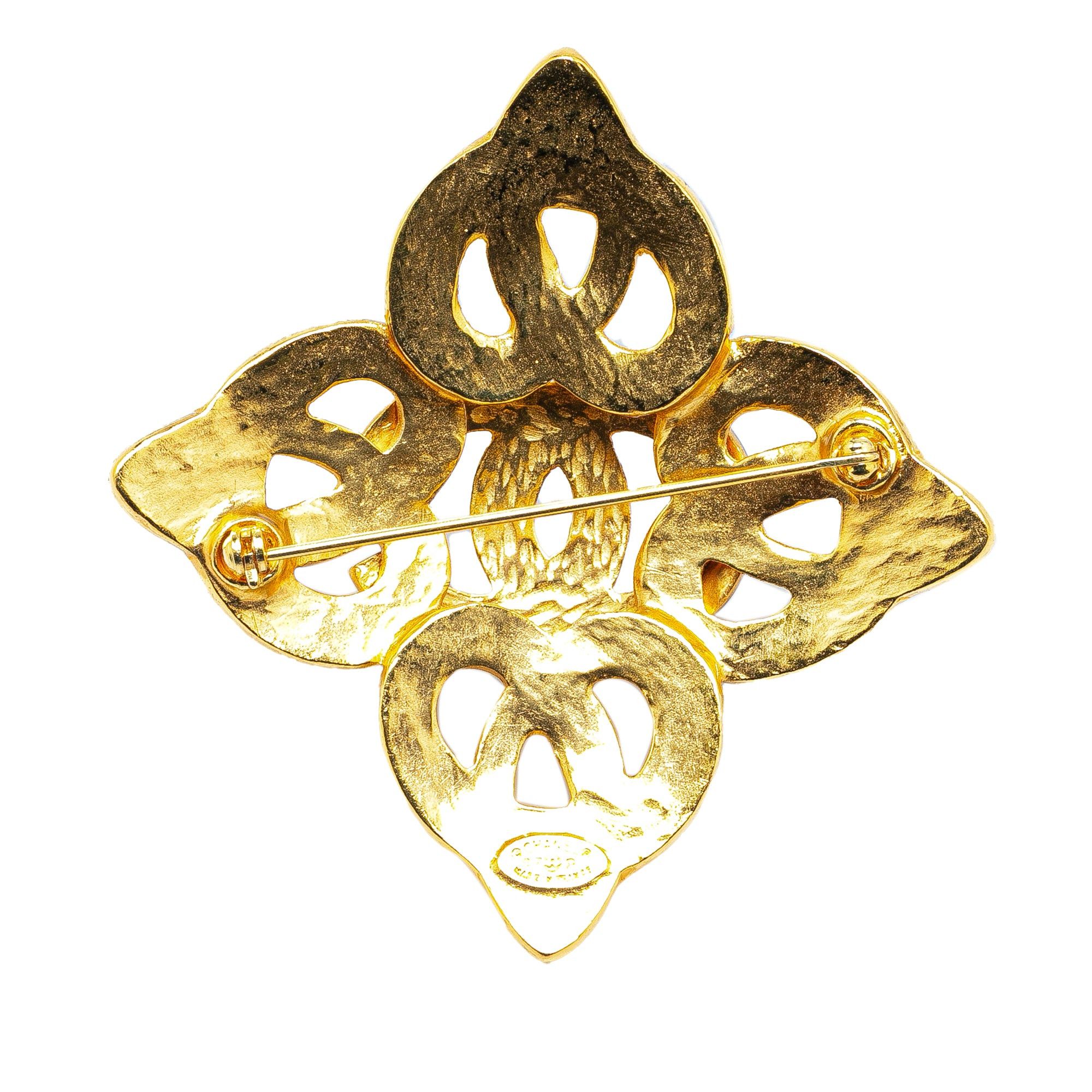 Chanel Chanel Gold Plated CC Flower Brooch Gold Size ONE SIZE - 2 Thumbnail