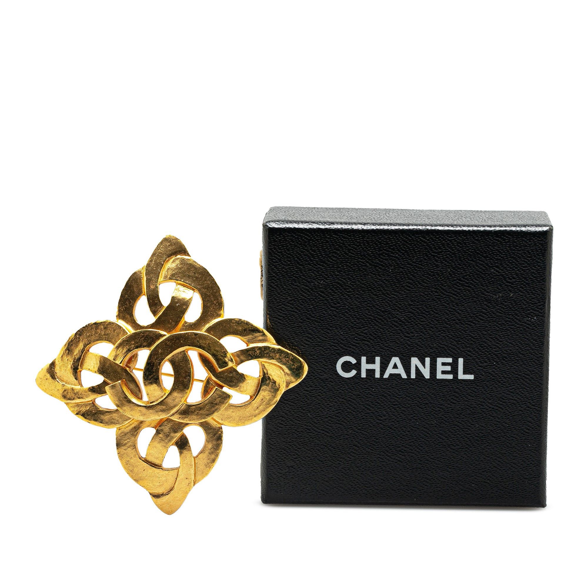 Chanel Chanel Gold Plated CC Flower Brooch Gold Size ONE SIZE - 4 Thumbnail