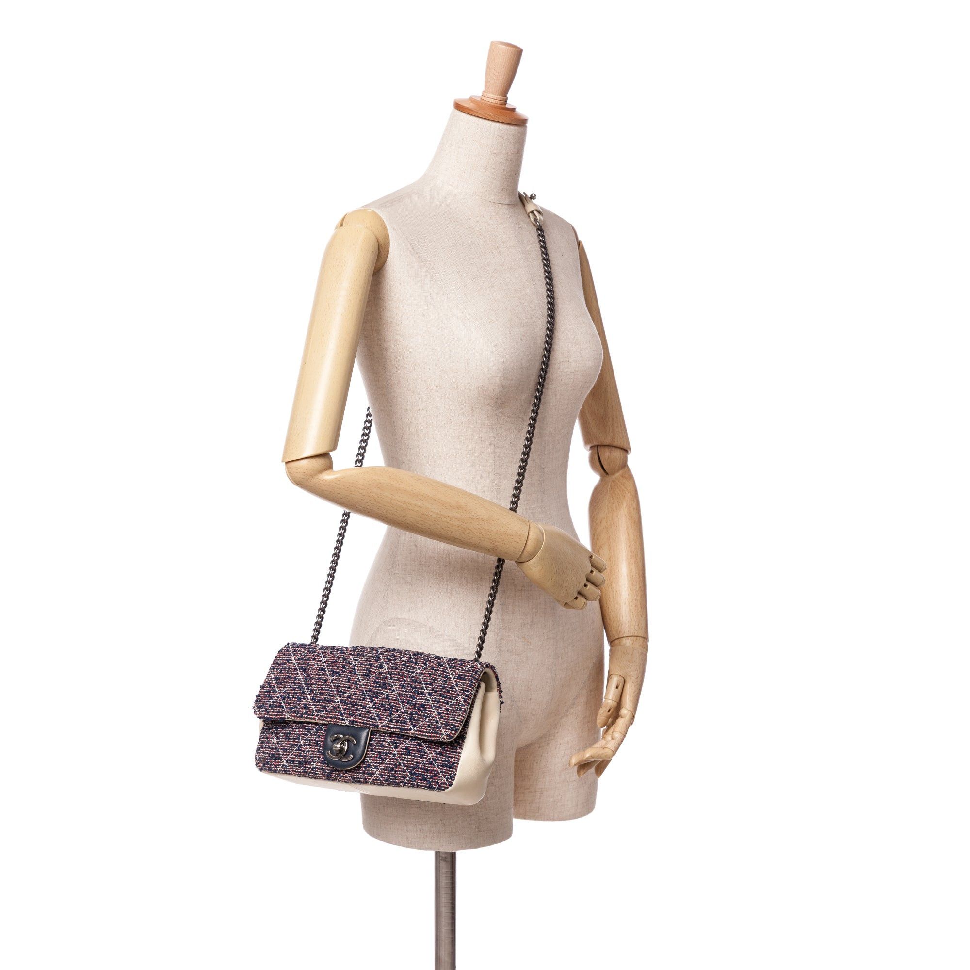 Chanel Chanel Medium Tweed Single Flap Blue Size ONE SIZE - 9 Thumbnail