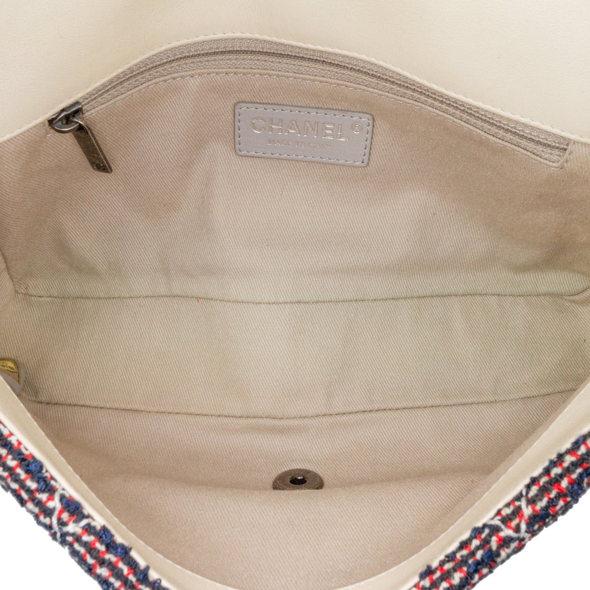 Chanel Chanel Medium Tweed Single Flap Blue Size ONE SIZE - 4 Thumbnail