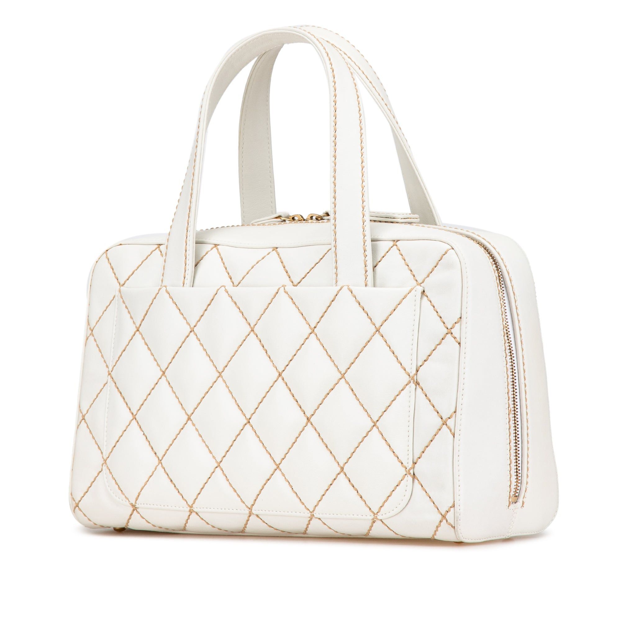 Chanel Chanel CC Quilted Lambskin Wild Stitch Handbag White Size ONE SIZE - 2 Thumbnail