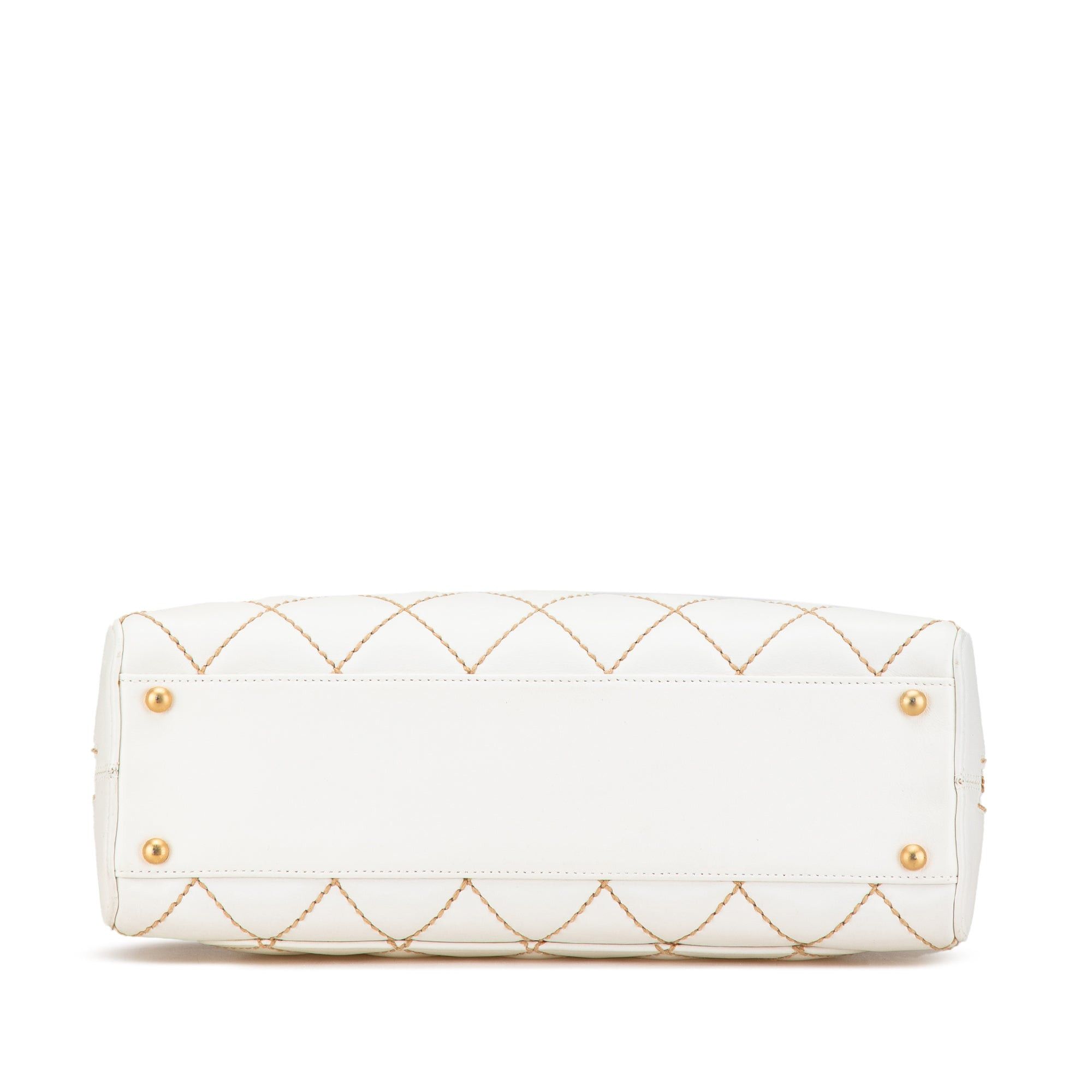 Chanel Chanel CC Quilted Lambskin Wild Stitch Handbag White Size ONE SIZE - 3 Thumbnail
