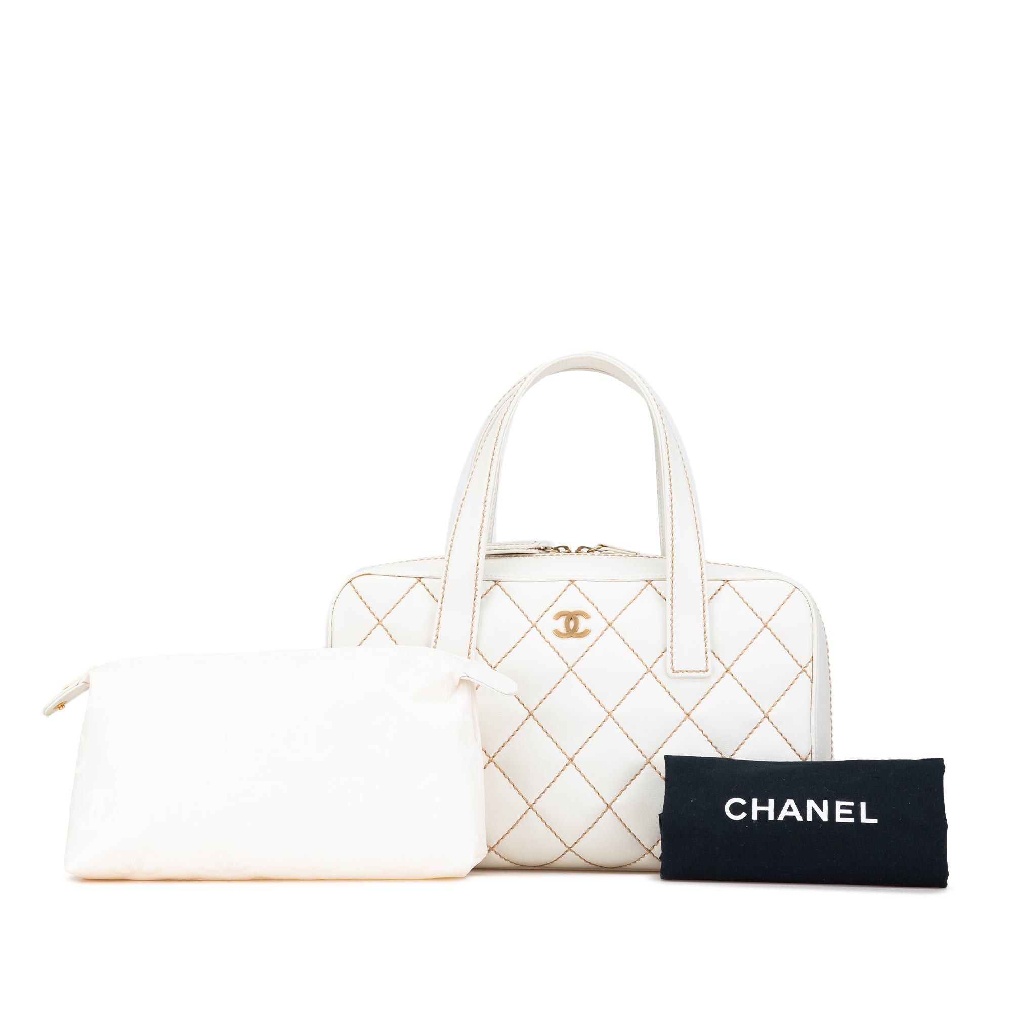 Chanel Chanel CC Quilted Lambskin Wild Stitch Handbag White Size ONE SIZE - 19 Thumbnail