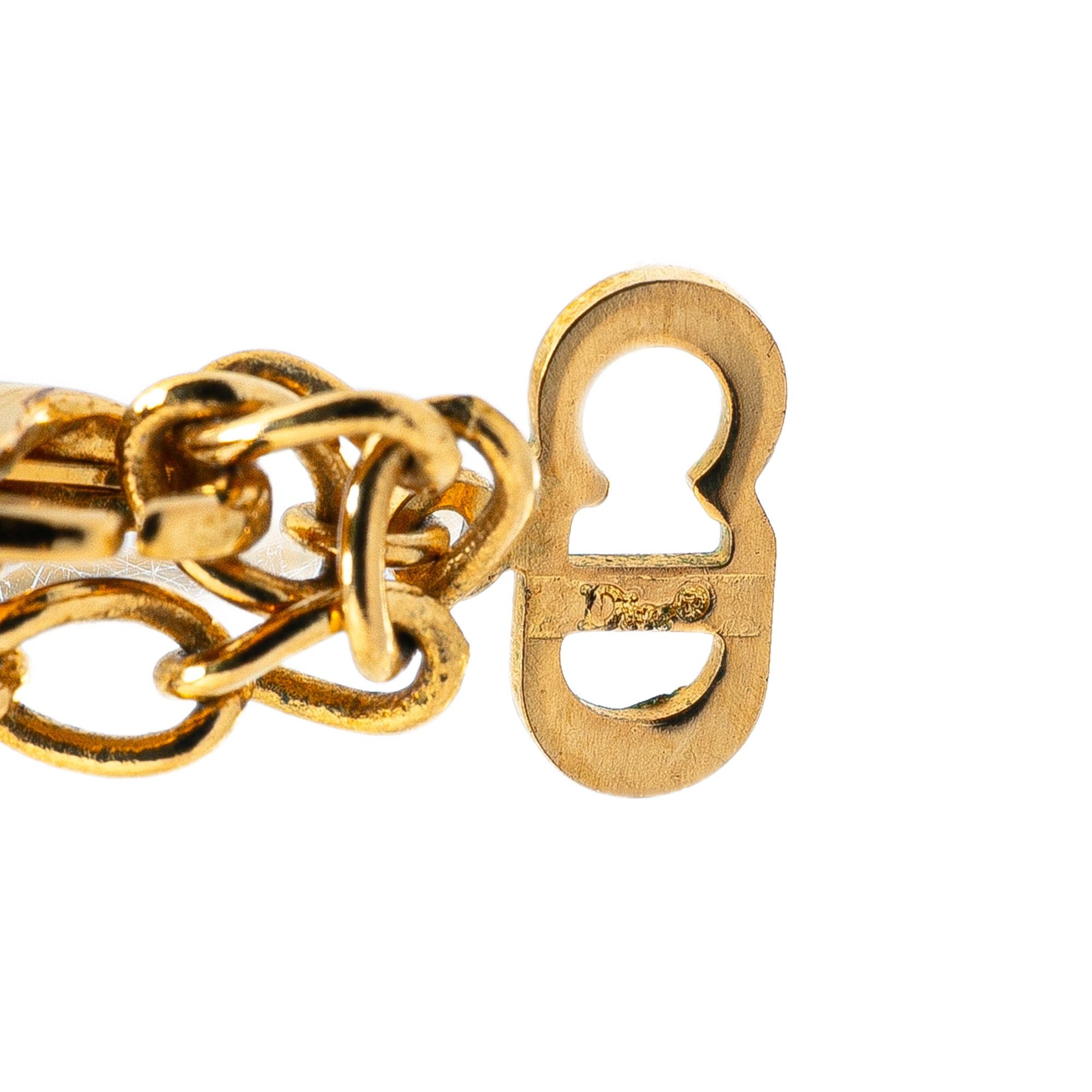 Dior Dior Gold Plated Logo Rhinestones Heart Pendant Necklace Gold Size ONE SIZE - 2 Thumbnail