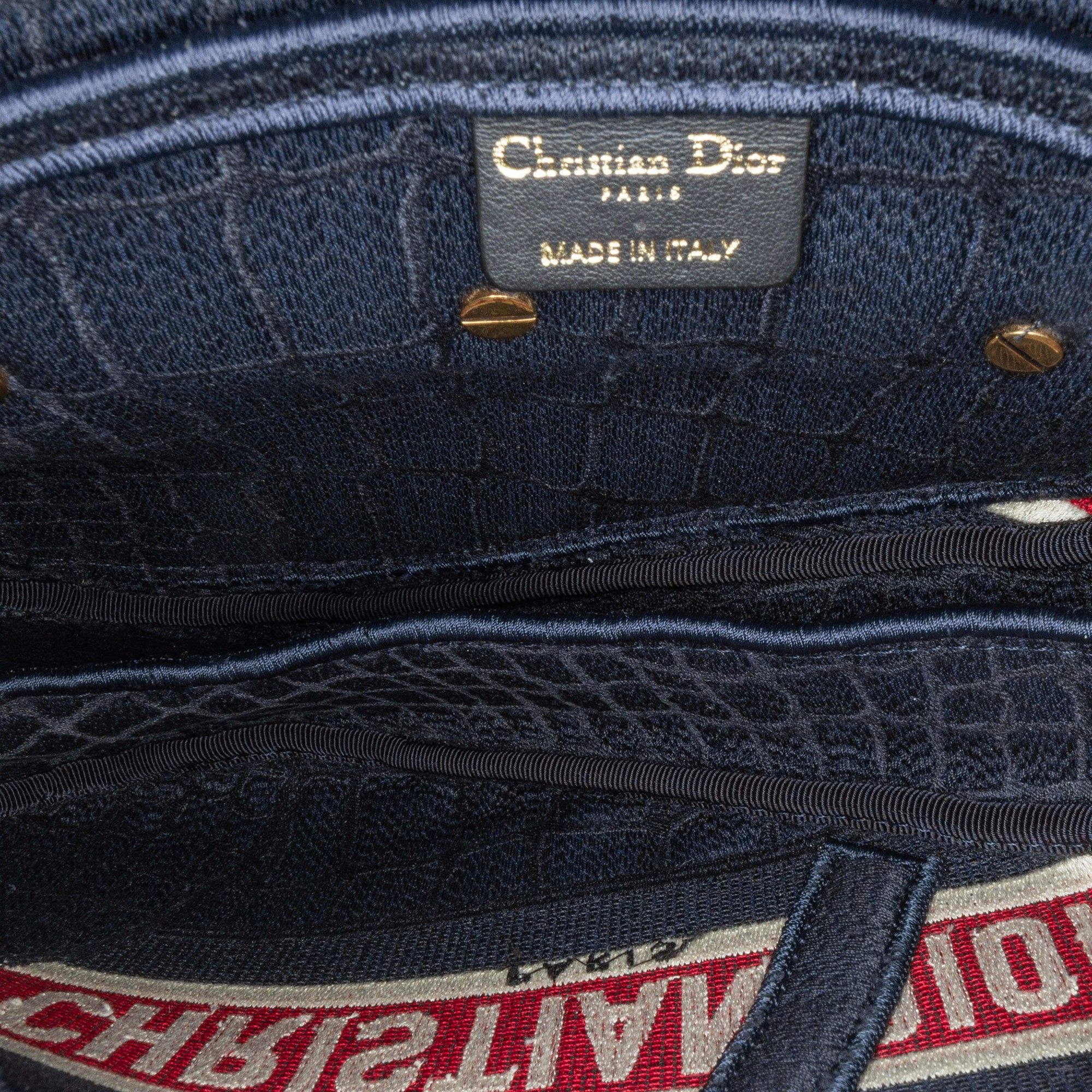 Dior Dior Velvet Crocodile Effect Embroidered Saddle Bag Blue Size ONE SIZE - 4 Thumbnail