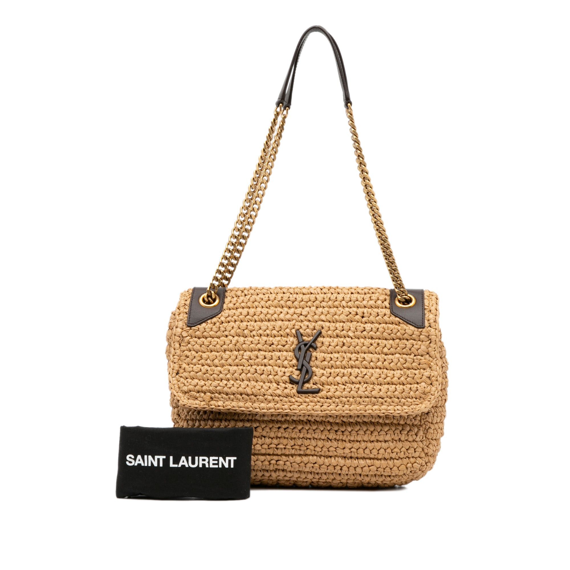 Saint Laurent Paris Saint Laurent Raffia Niki Shoulder Bag Brown Size ONE SIZE - 10 Thumbnail