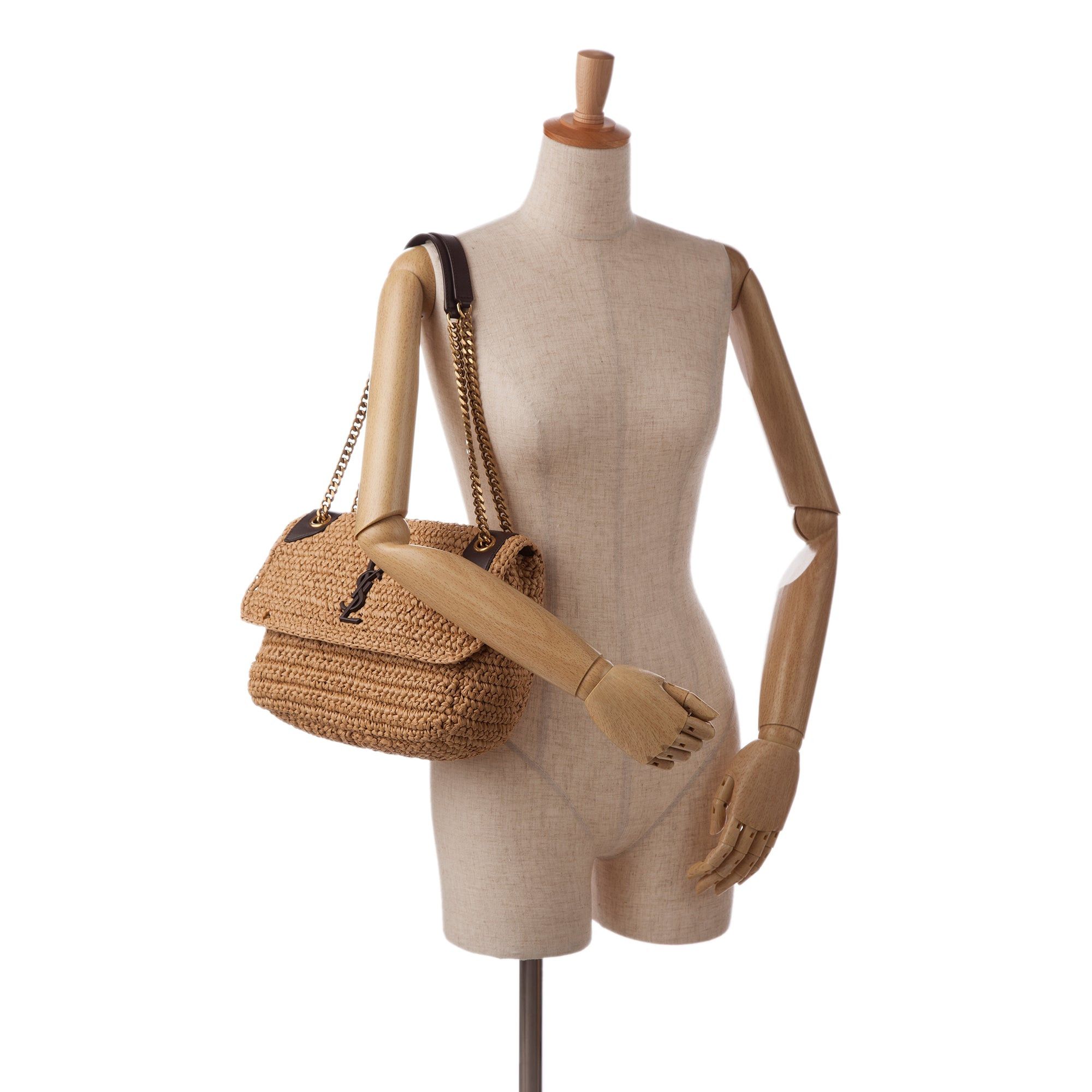 Saint Laurent Paris Saint Laurent Raffia Niki Shoulder Bag Brown Size ONE SIZE - 9 Thumbnail