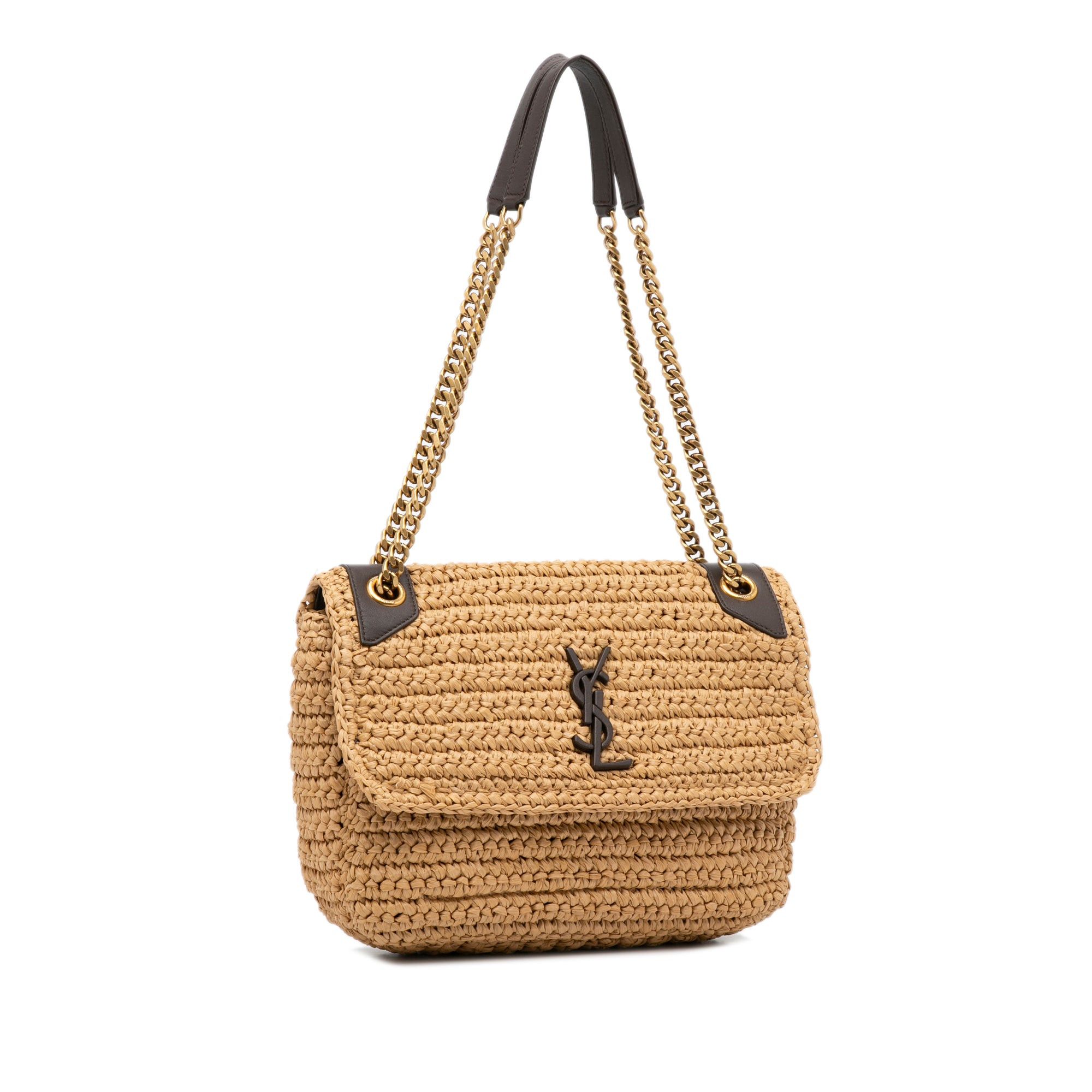 Saint Laurent Paris Saint Laurent Raffia Niki Shoulder Bag Brown Size ONE SIZE - 2 Thumbnail