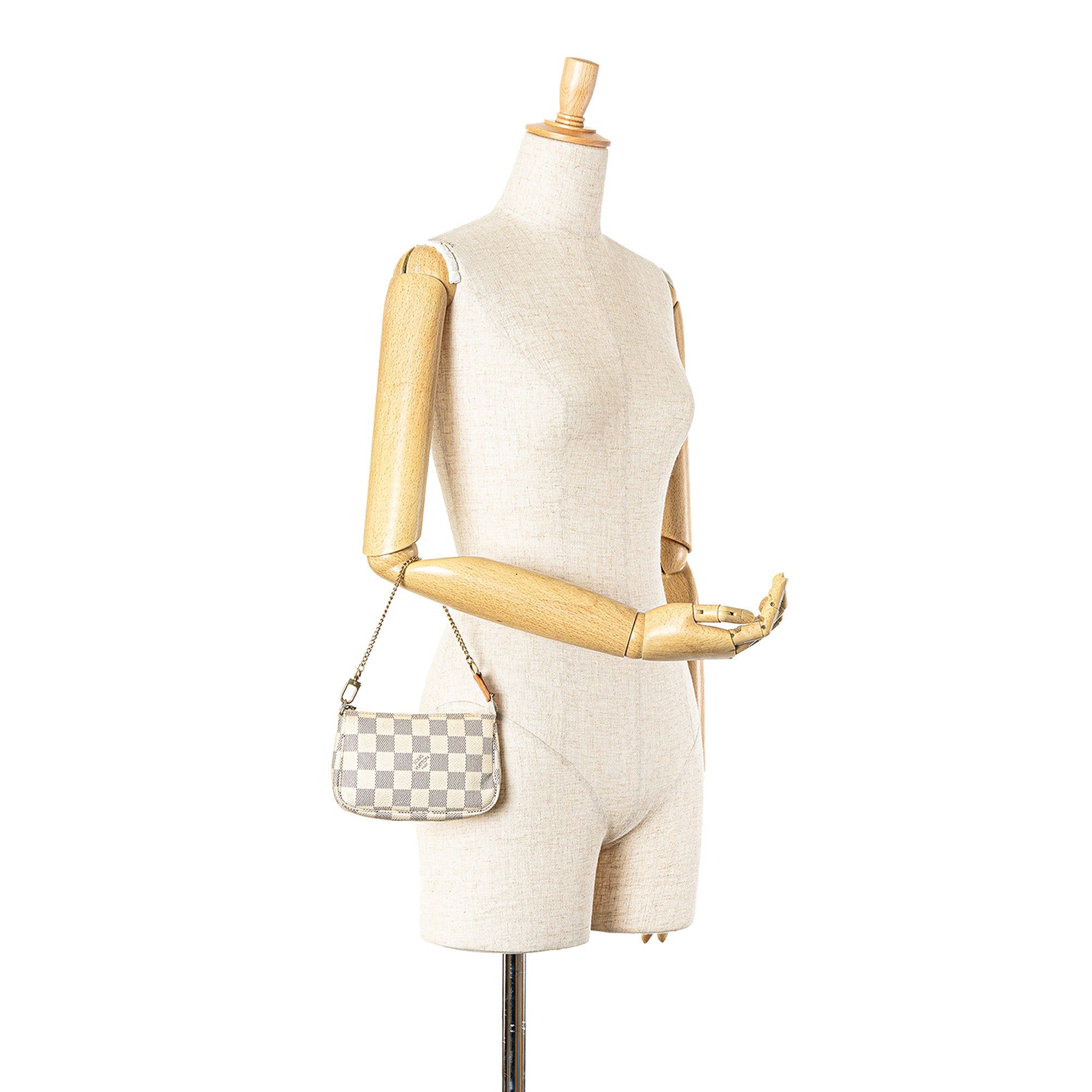 Louis Vuitton Louis Vuitton Damier Azur Mini Pochette Accessories White Size ONE SIZE - 8 Thumbnail