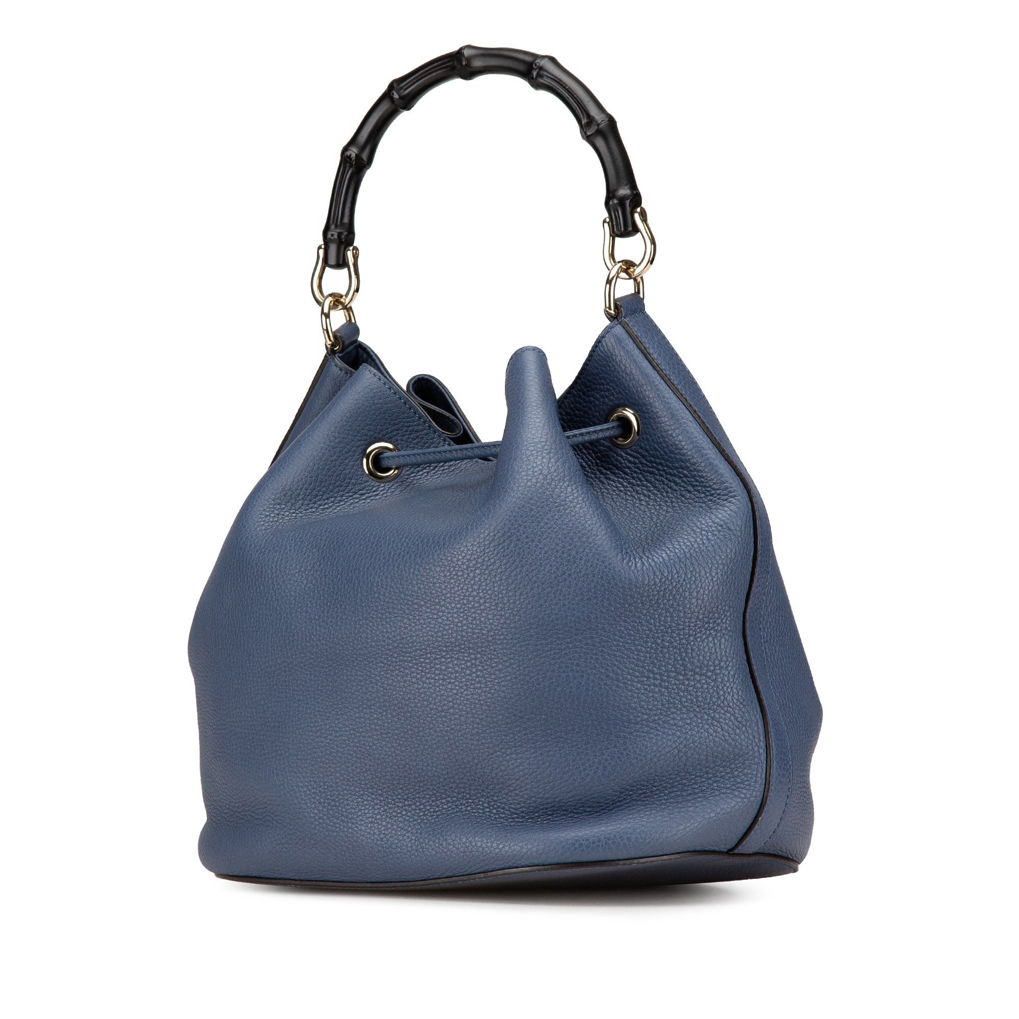 Gucci Gucci Leather Miss Bamboo Tassel Bucket Bag Blue Size ONE SIZE - 2 Thumbnail