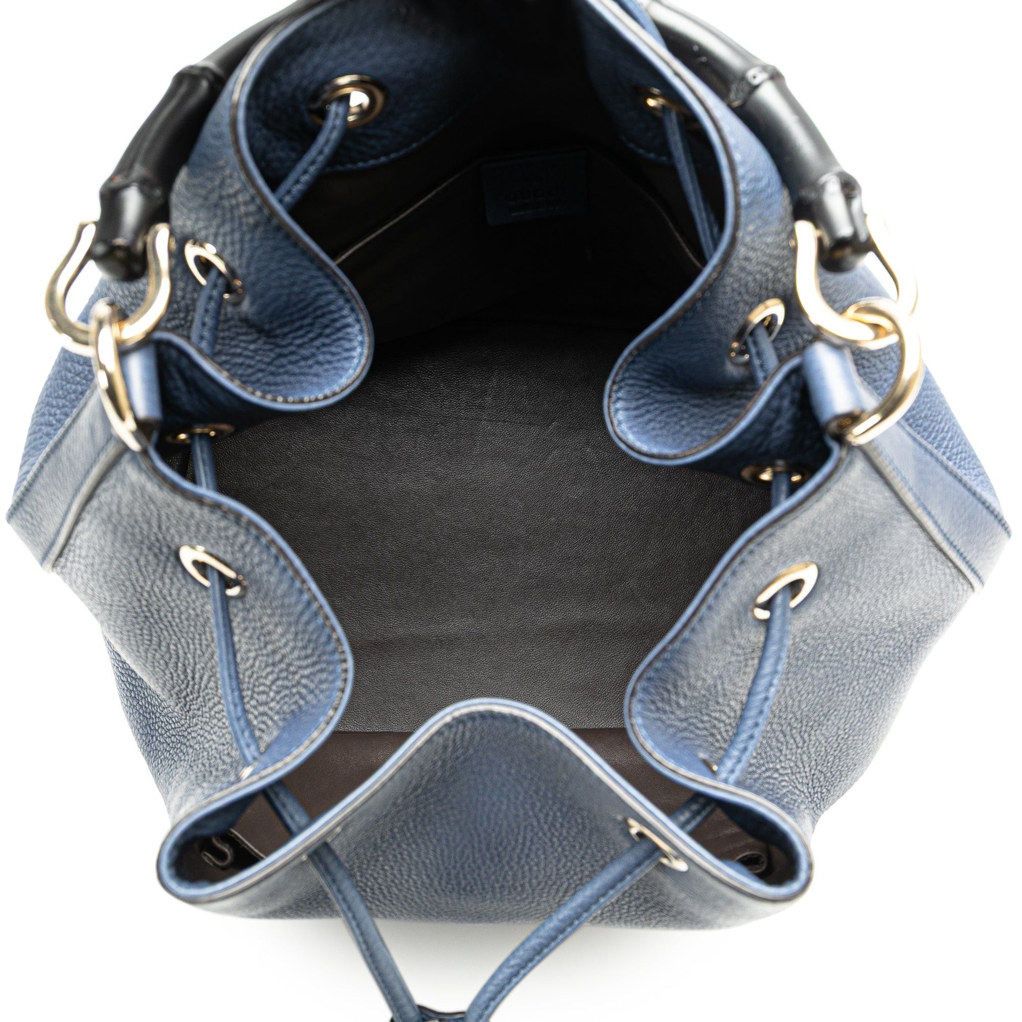 Gucci Gucci Leather Miss Bamboo Tassel Bucket Bag Blue Size ONE SIZE - 4 Thumbnail