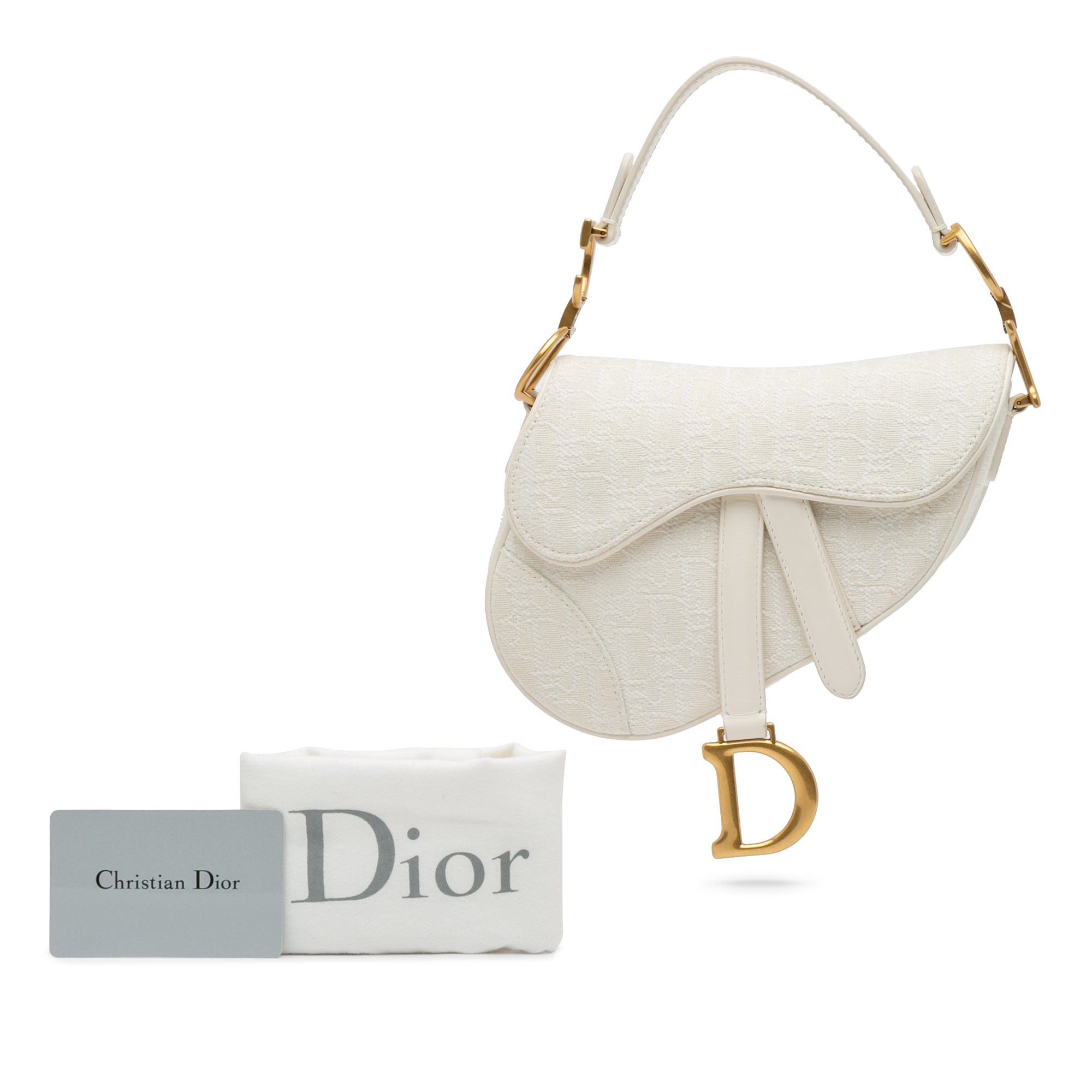 Dior Dior Mini Oblique Canvas Saddle Bag White Size ONE SIZE - 9 Thumbnail